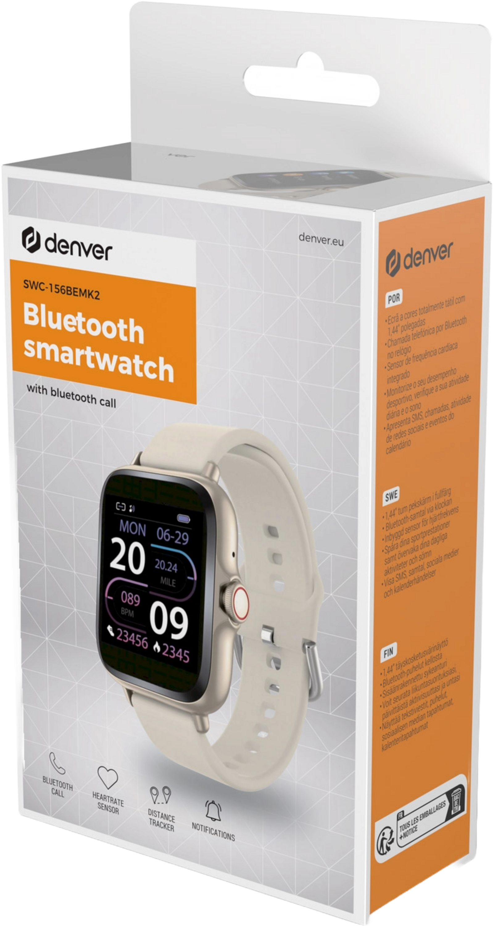 DENVER, Smartwatch 1,44" Display Hjärtsensor