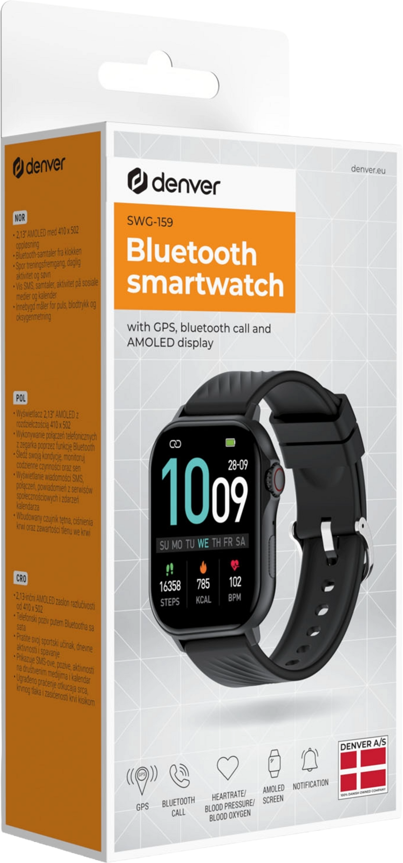 DENVER, Smartwatch Gps 2,13" Amoled  Swg-159b