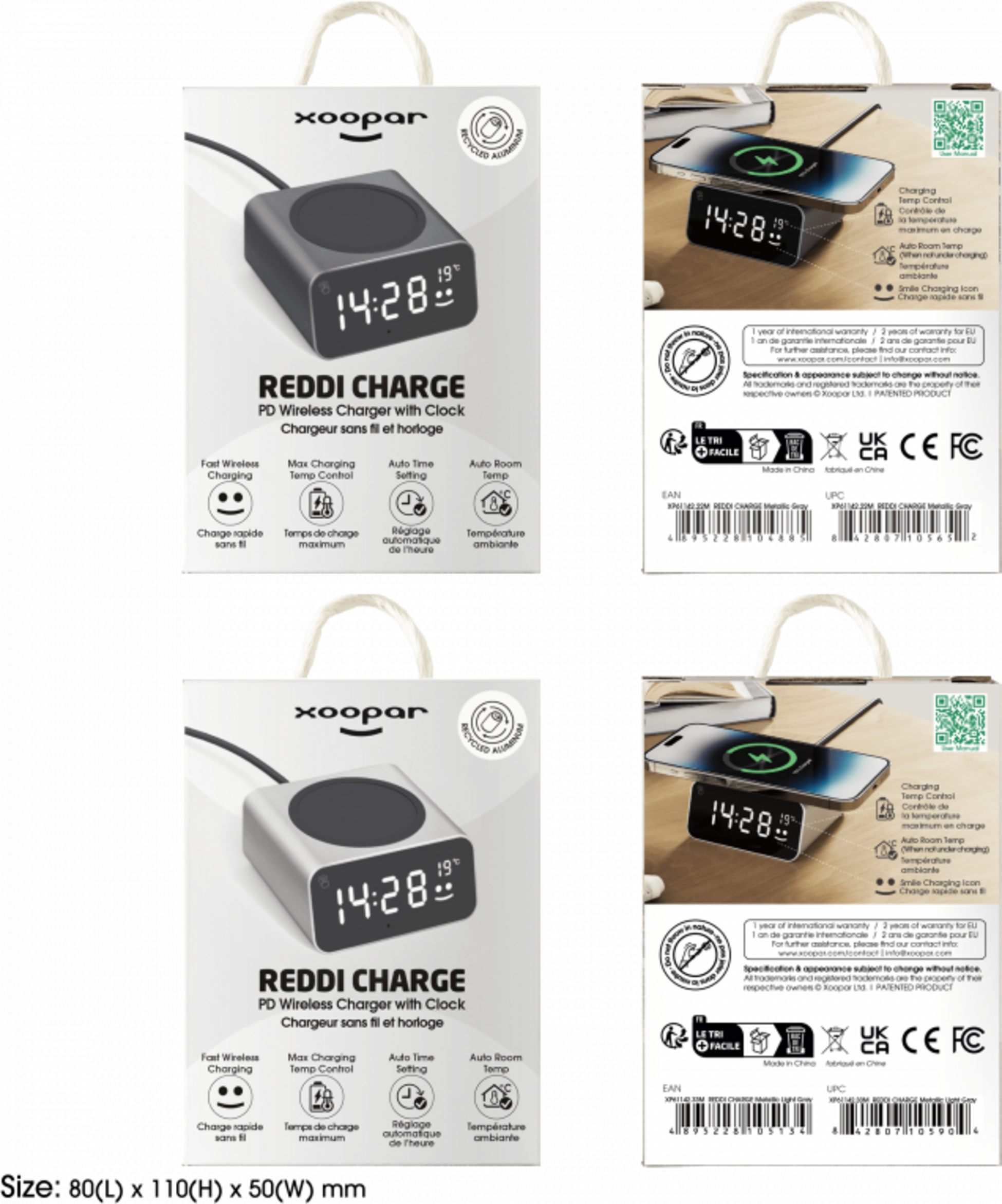 XOOPAR, Snabb Induktionsladdare 15w - Reddi Charge Silver