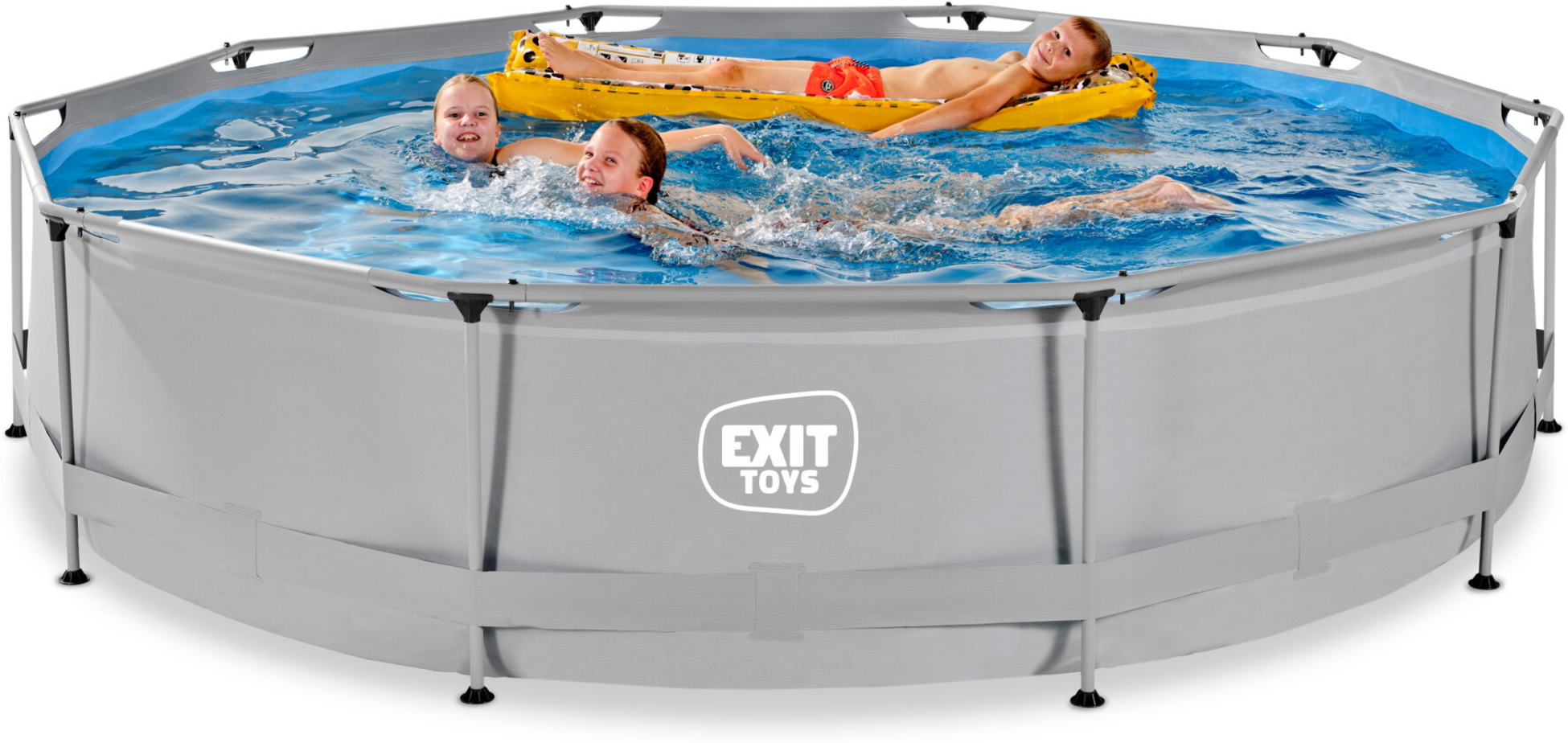 EXIT, Soft Grey Pool &Oslash;360x76cm Med Filterpump - Gr&aring;