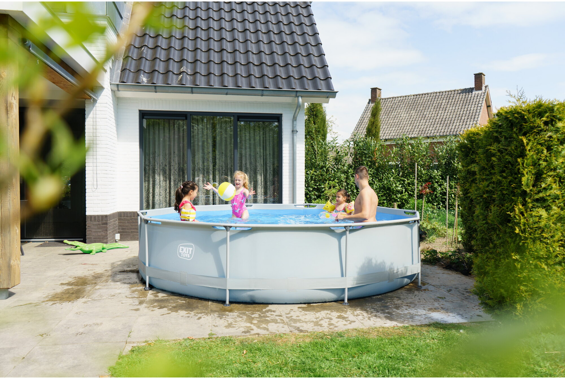 EXIT, Soft Grey Pool &Oslash;360x76cm Med Filterpump - Gr&aring;