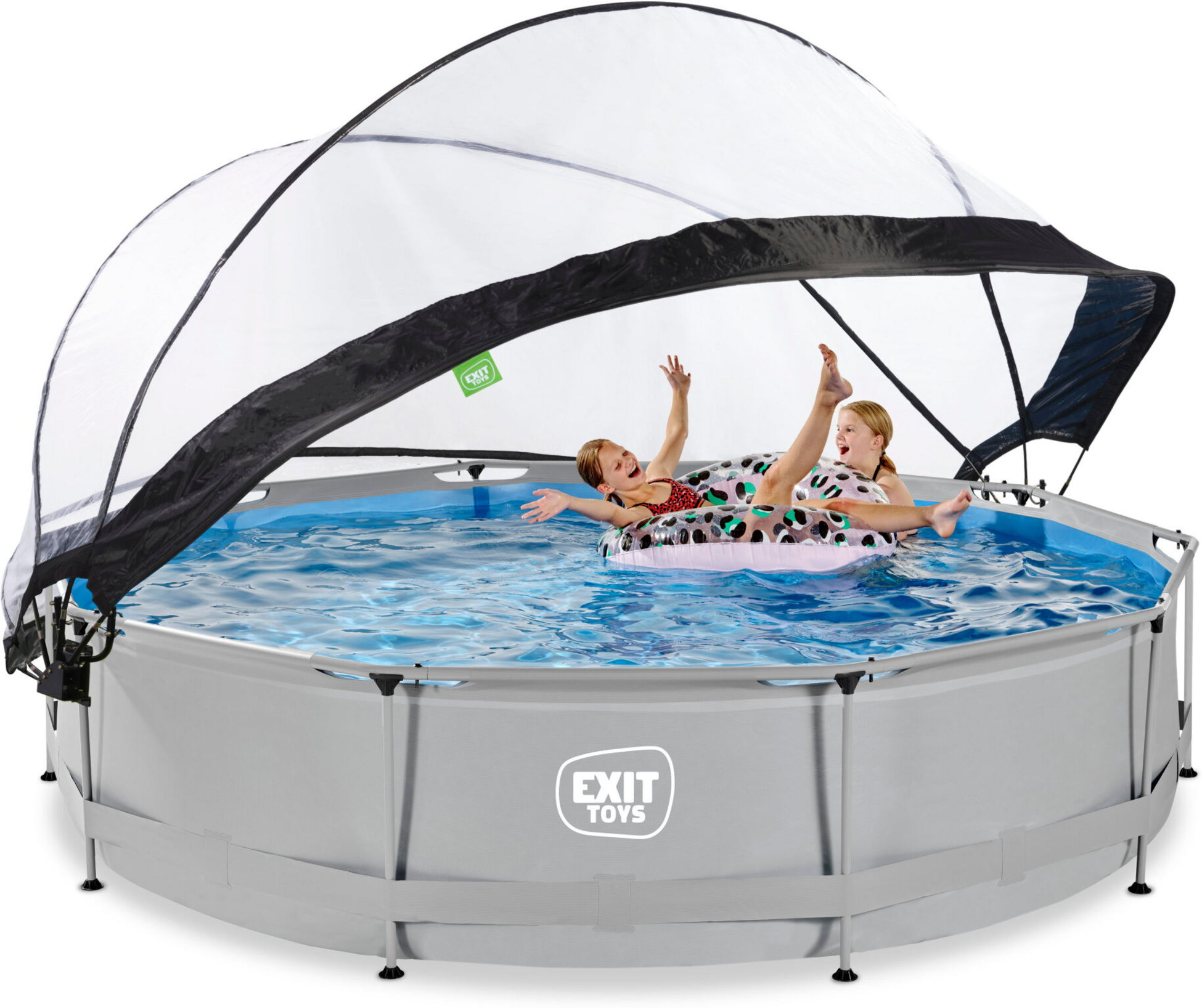 EXIT, Soft Grey Pool Ø360x76cm Med Filterpump Och Tak - Grå