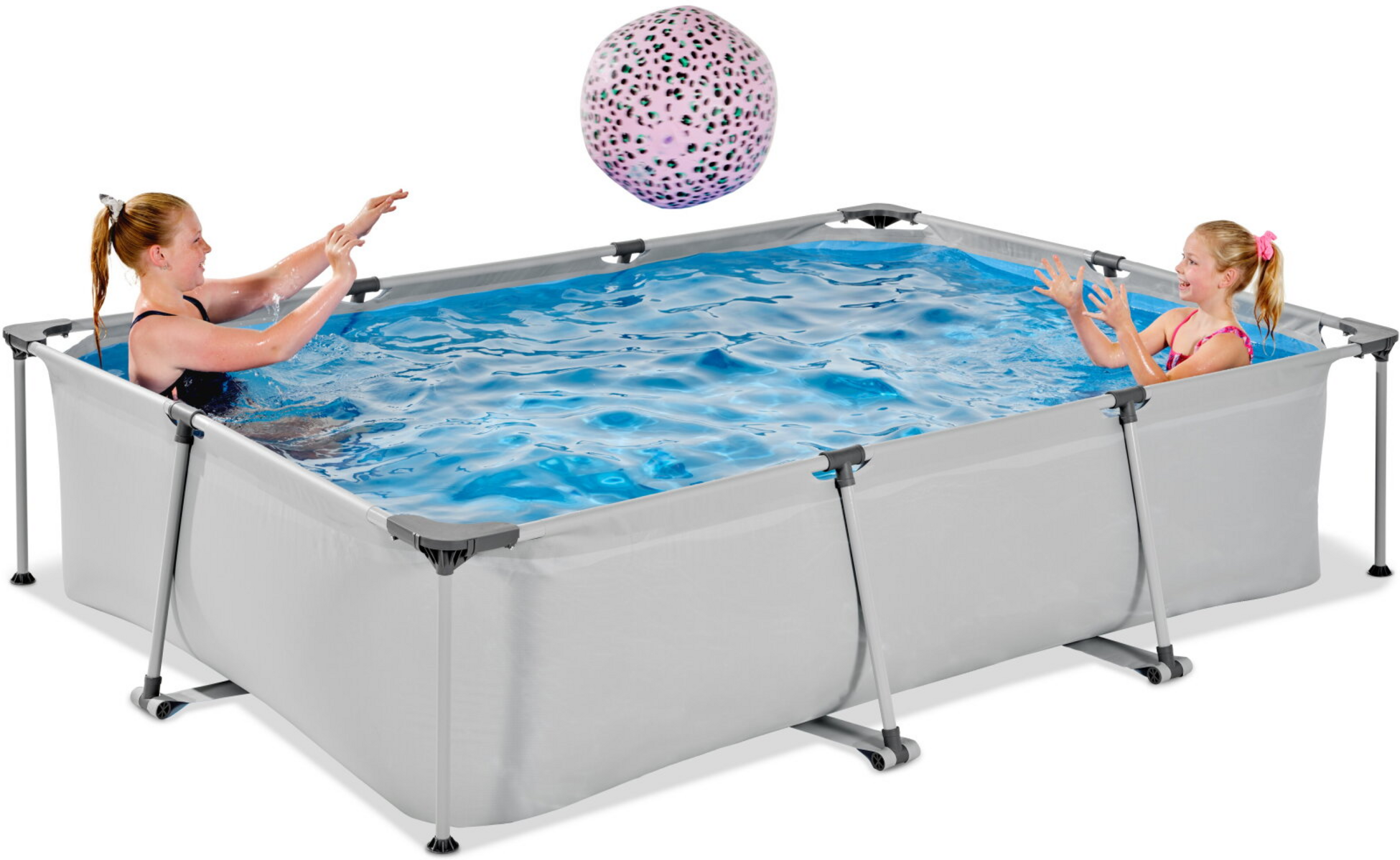 EXIT, Soft Grey Pool 300x200x65cm Med Filterpump - Gr&aring;