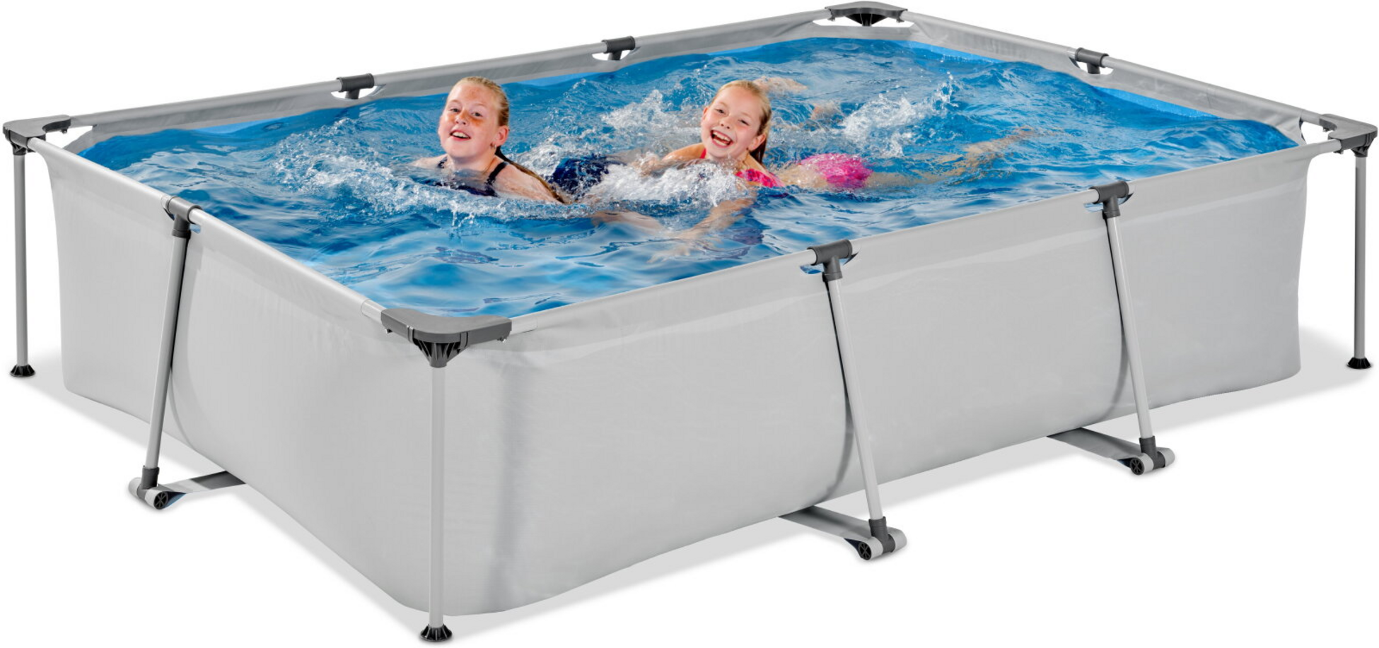 EXIT, Soft Grey Pool 300x200x65cm Med Filterpump - Gr&aring;