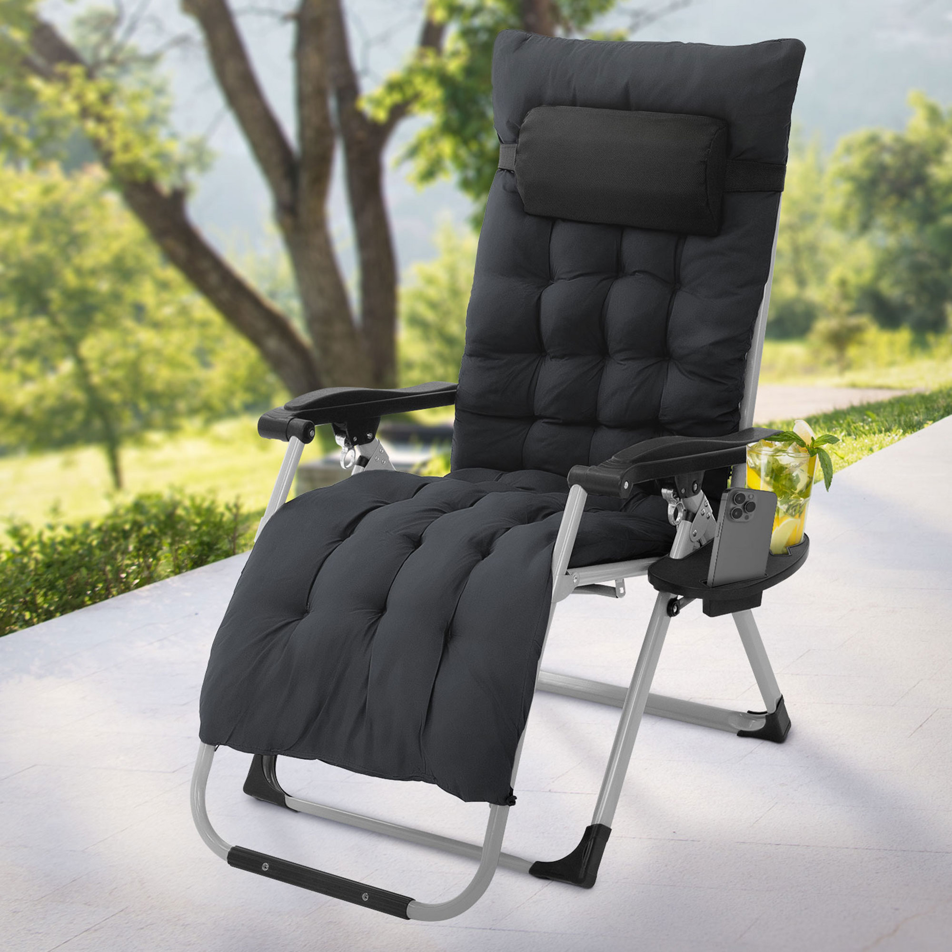 HAUKI, Solstol Upp Till 120 Kg Hopfällbar Med Dyna Och Nackkudde