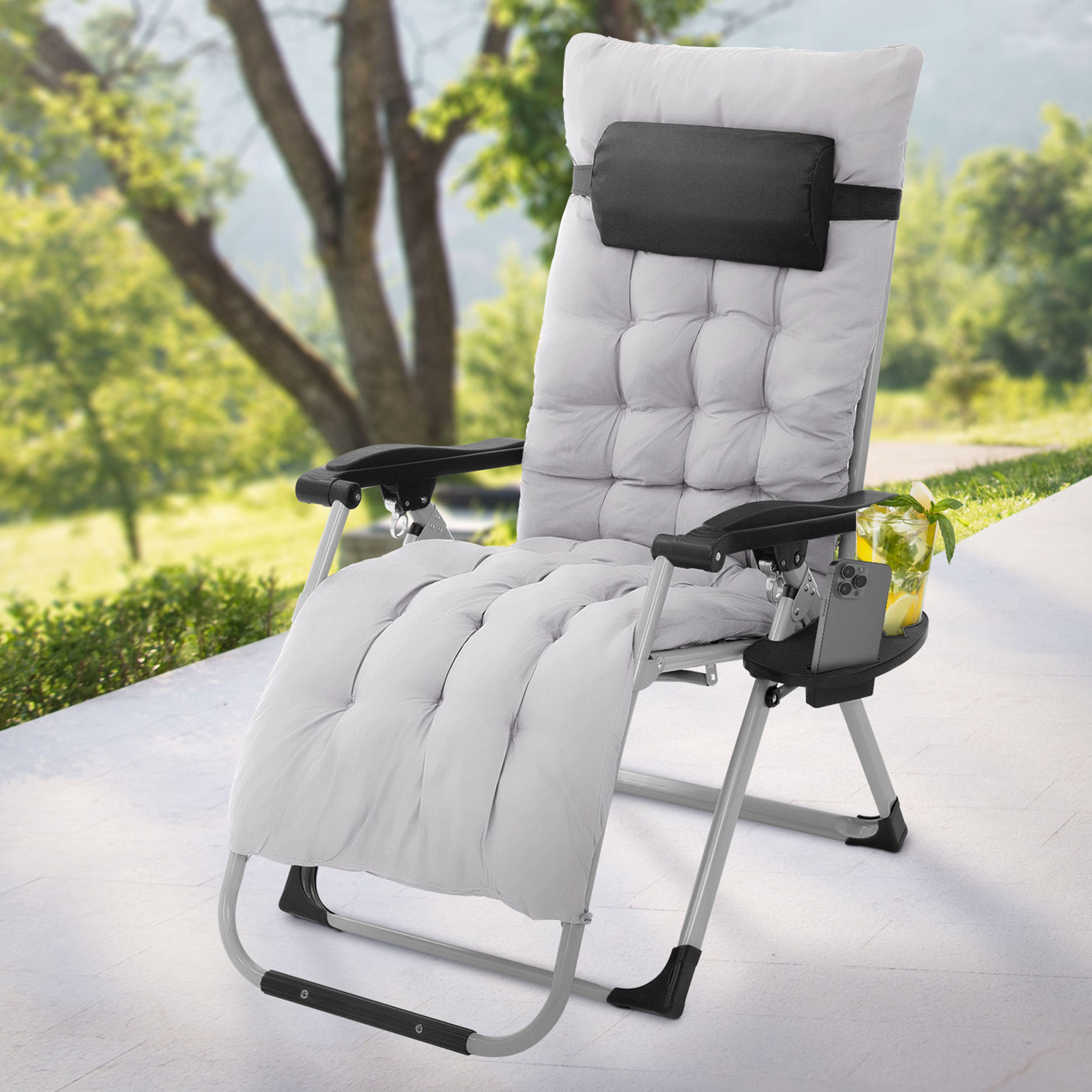 HAUKI, Solstol Upp Till 120 Kg Hopfällbar Med Dyna Och Nackkudde