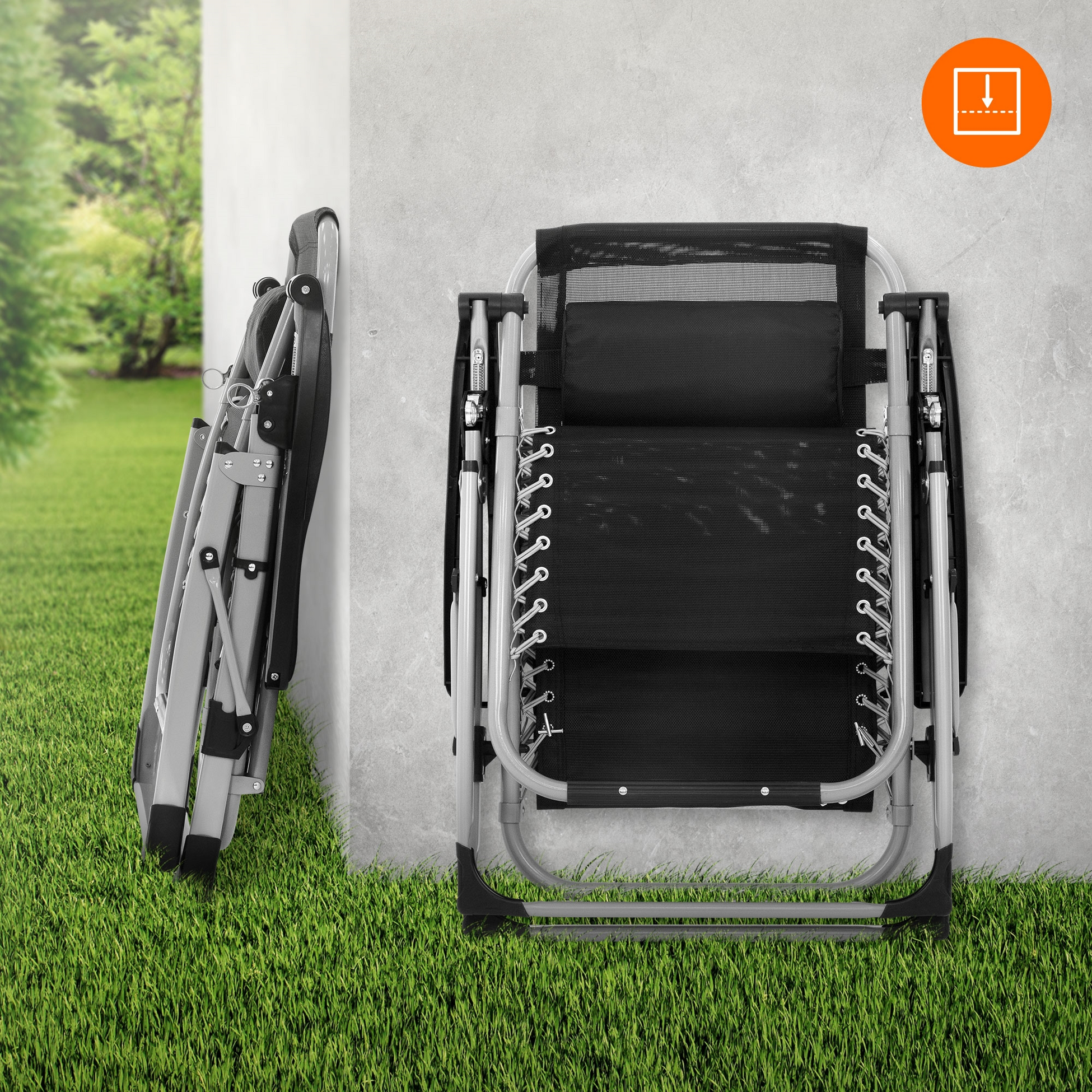 HAUKI, Solstol Upp Till 120 Kg Hopfällbar Med Dyna Och Nackkudde