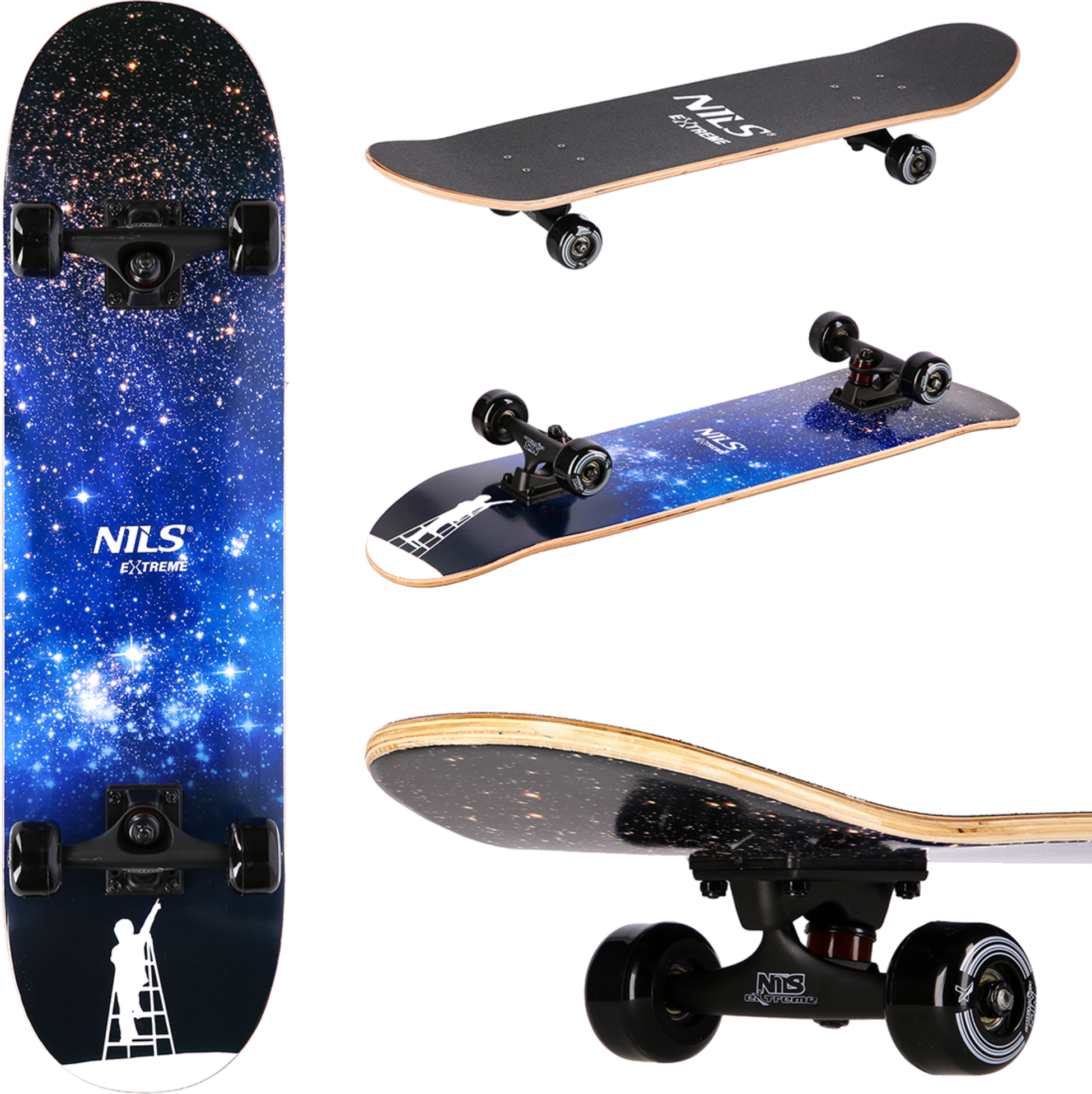 NORTHIX, Space Star Skateboard, 31"" Deck, Double Kick