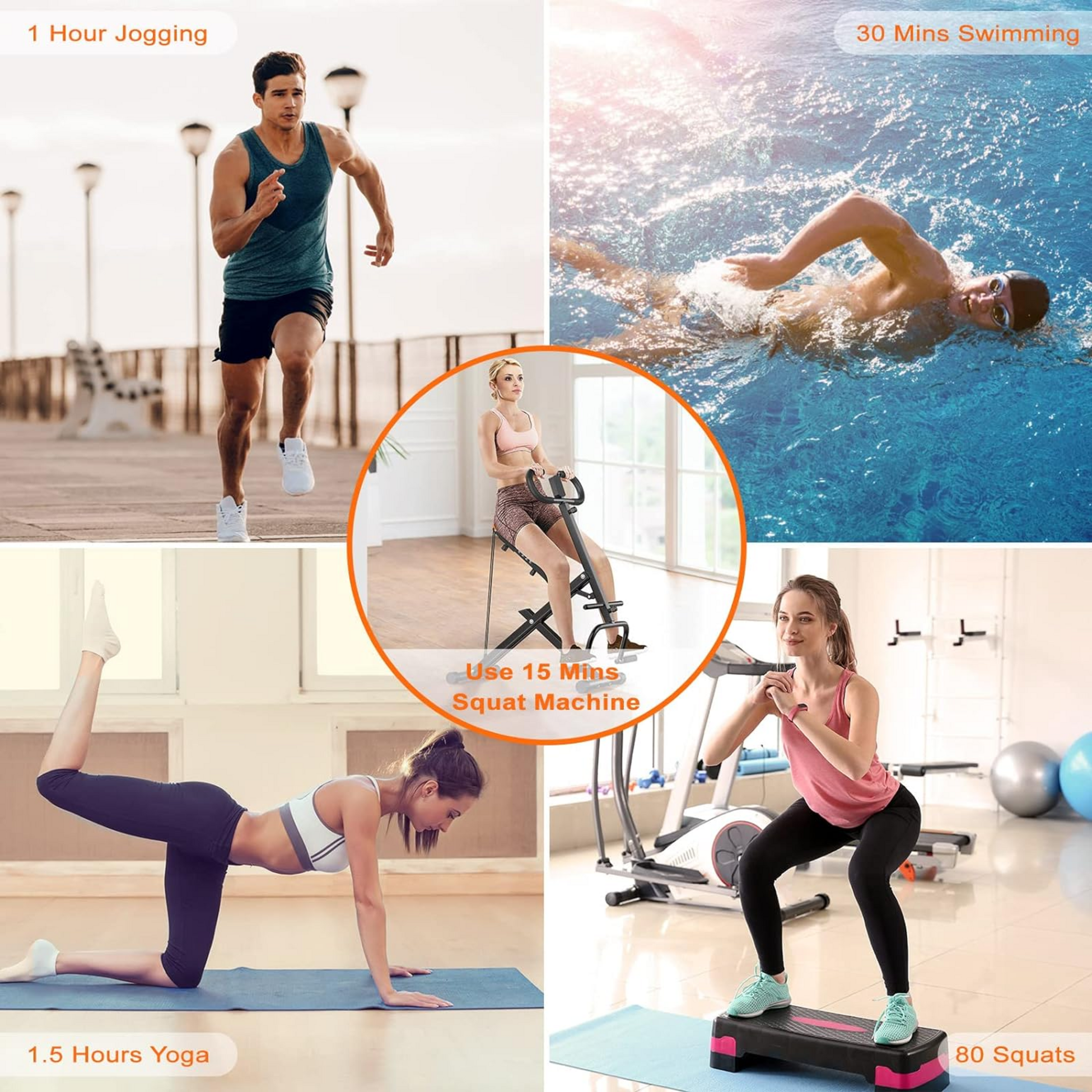 HOMEFITNESSCODE, Squat Maskin , Träningscykel Med Motståndsband – Ab Booster För Mage, Ben , Rumpa