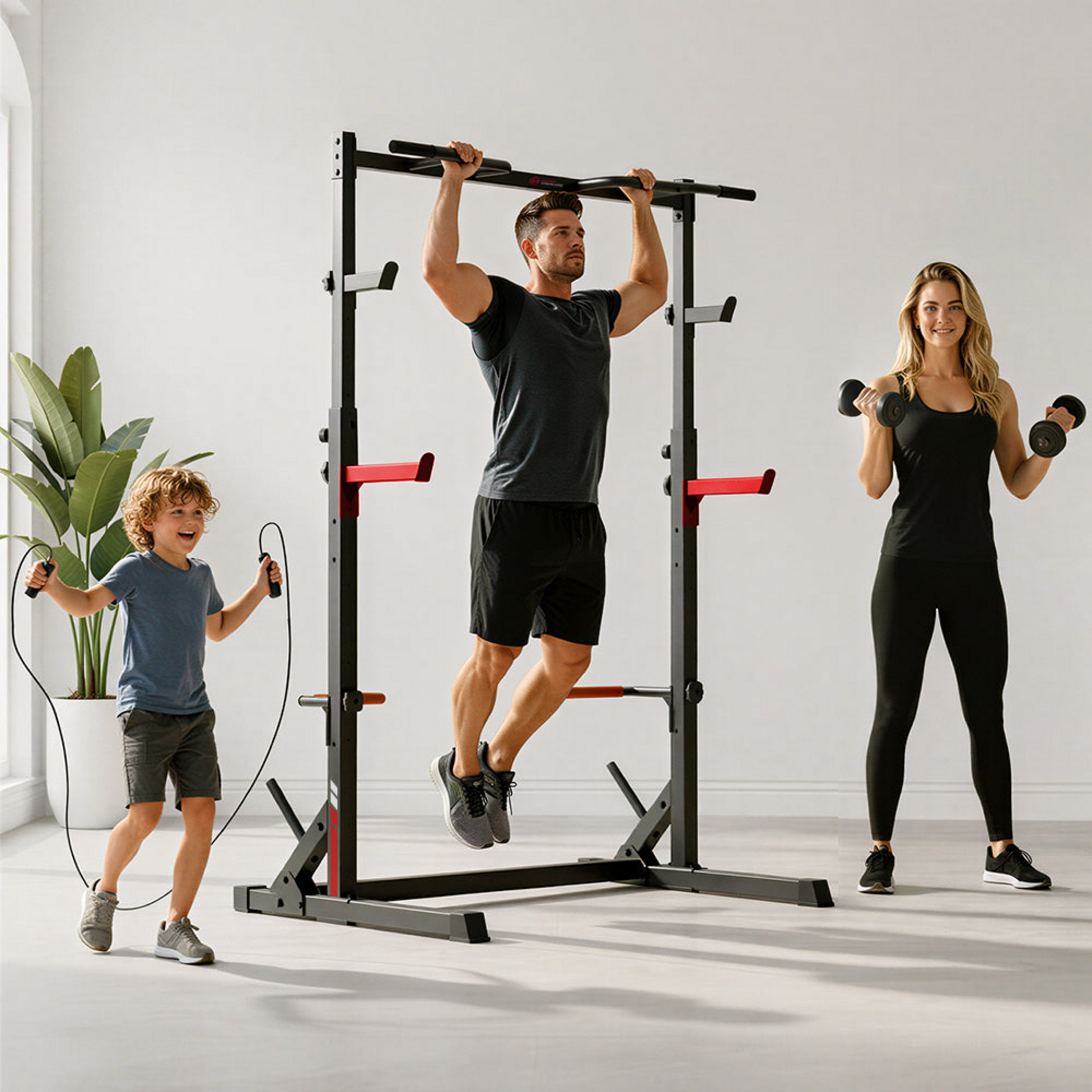 HOMEFITNESSCODE, Squat Rack With Pull Up Bar Power Rack 300kg Home Gym