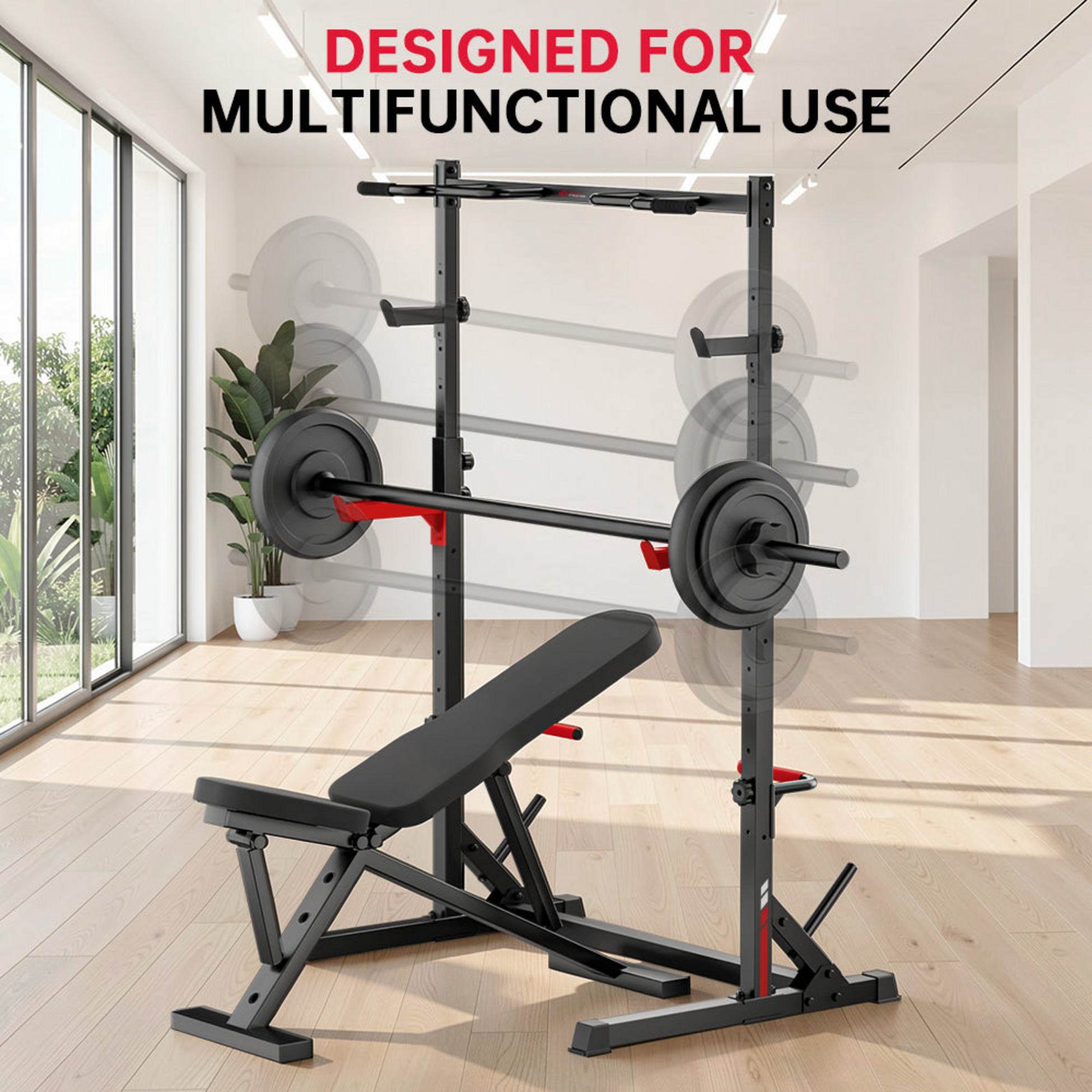 HOMEFITNESSCODE, Squat Rack With Pull Up Bar Power Rack 300kg Home Gym