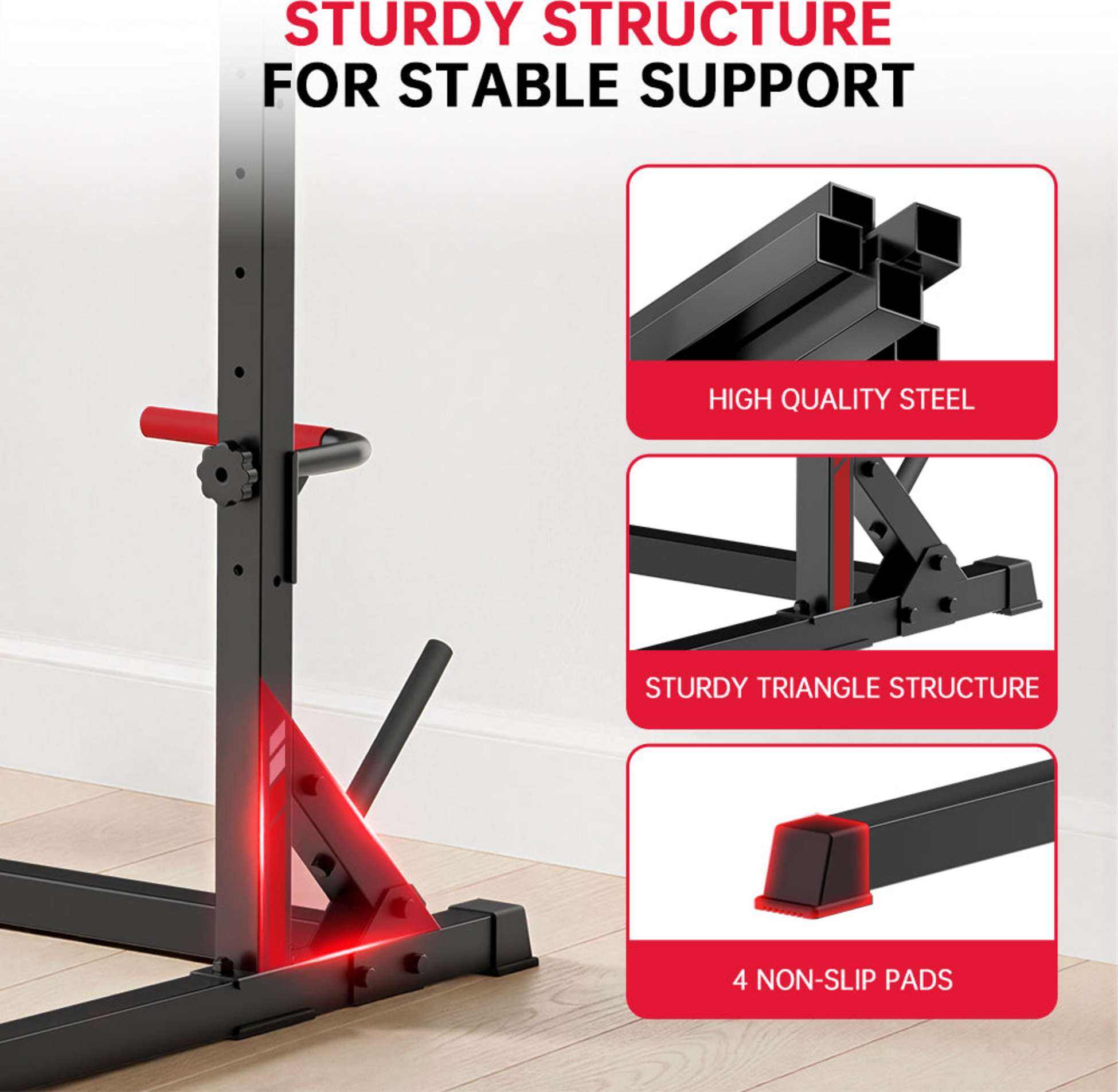 HOMEFITNESSCODE, Squat Rack With Pull Up Bar Power Rack 300kg Home Gym
