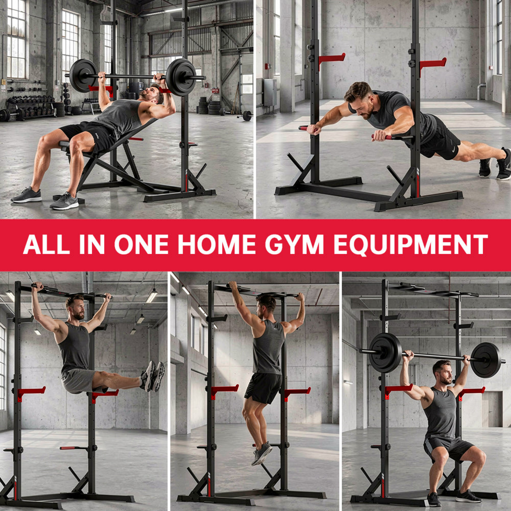 HOMEFITNESSCODE, Squat Rack With Pull Up Bar Power Rack 300kg Home Gym