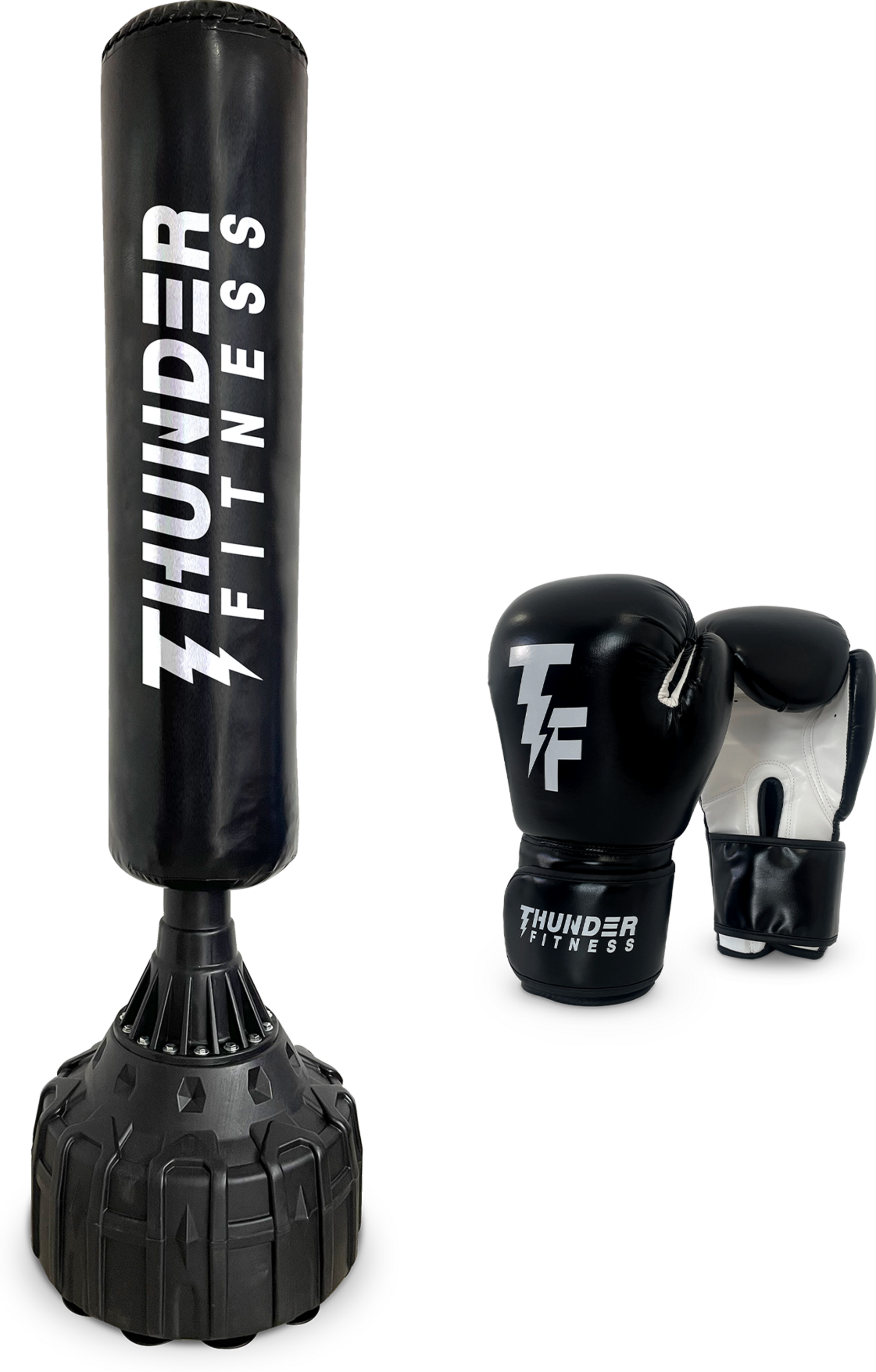 THUNDER FITNESS, Stående Boxningssäck Och Boxhandskar Set 10 Oz
