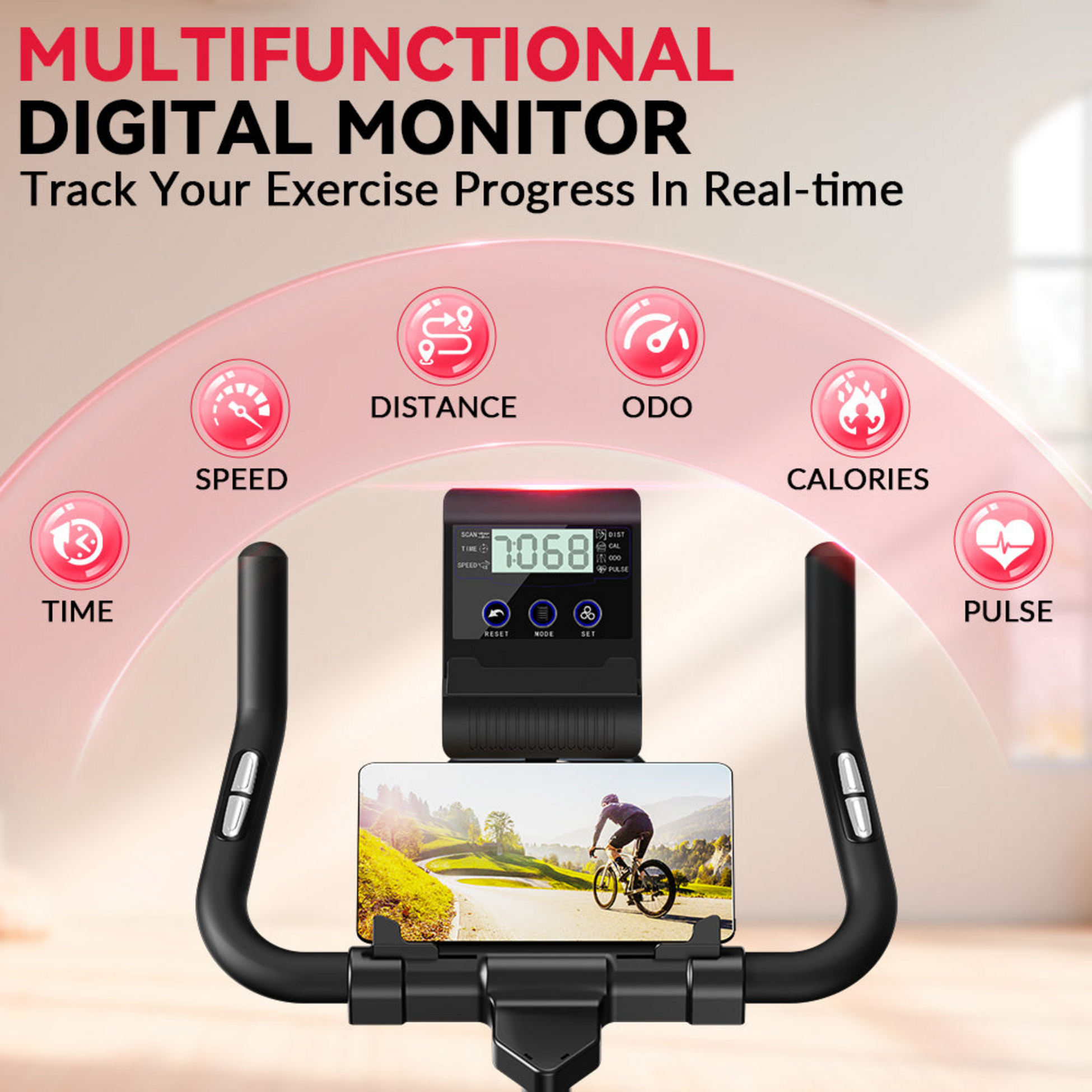HOMEFITNESSCODE, Stationär Träningscykel D1 – Tyst, Justerbar Motstånd, Hemträning(8kg Flywheel)