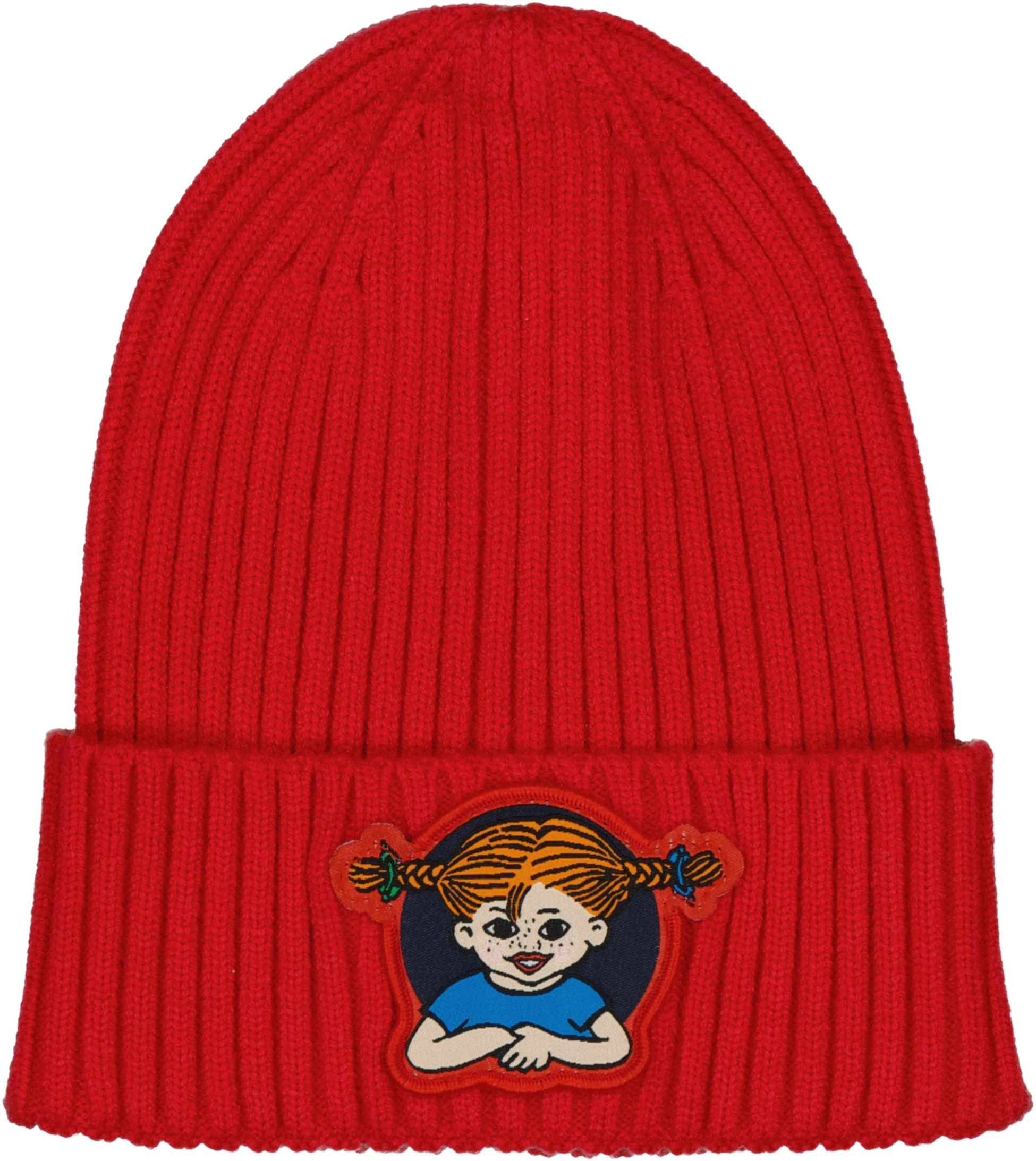 GEGGAMOJA, Stickad Mössa Pippi Långstrump Röd