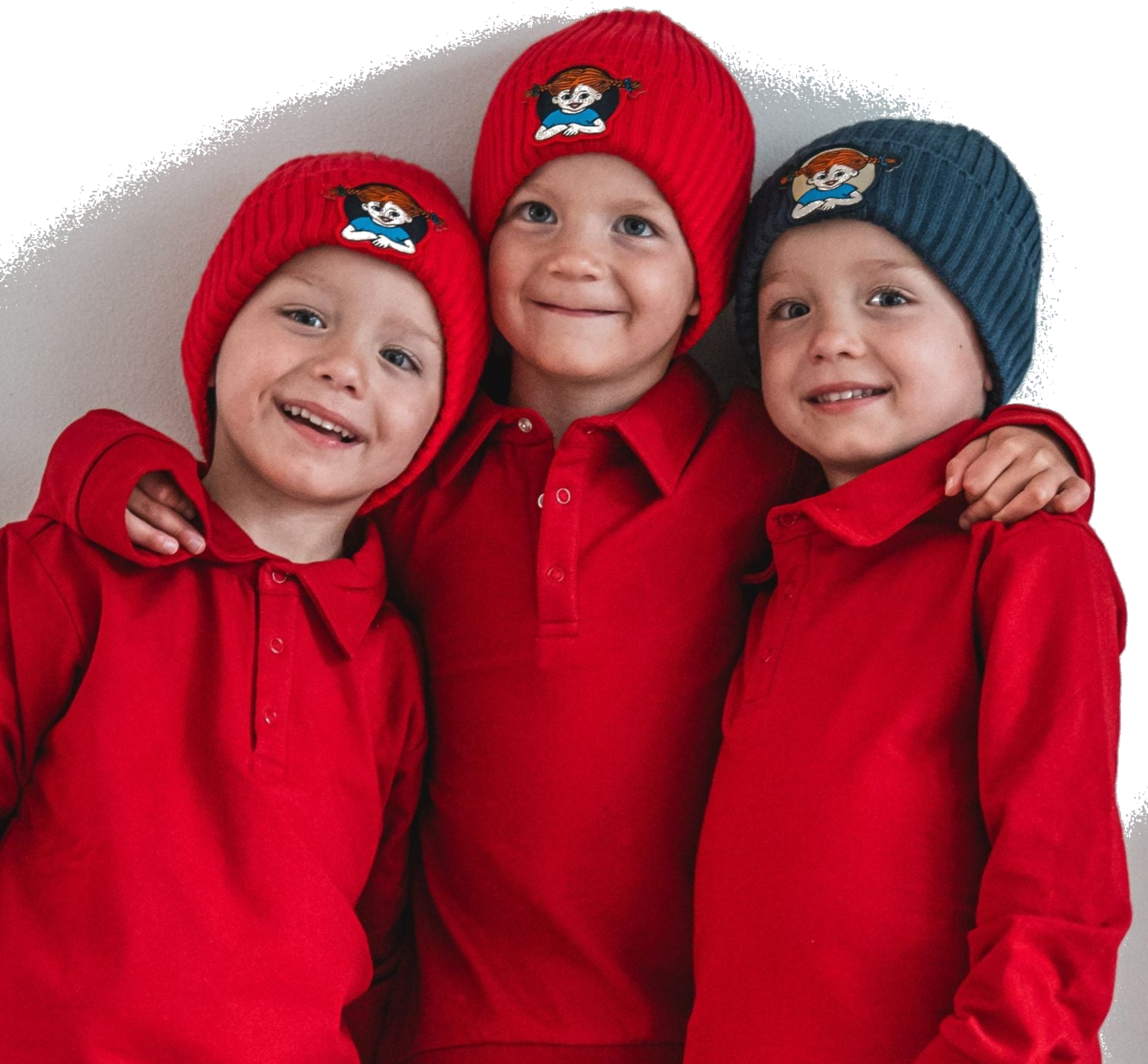 GEGGAMOJA, Stickad Mössa Pippi Långstrump Röd