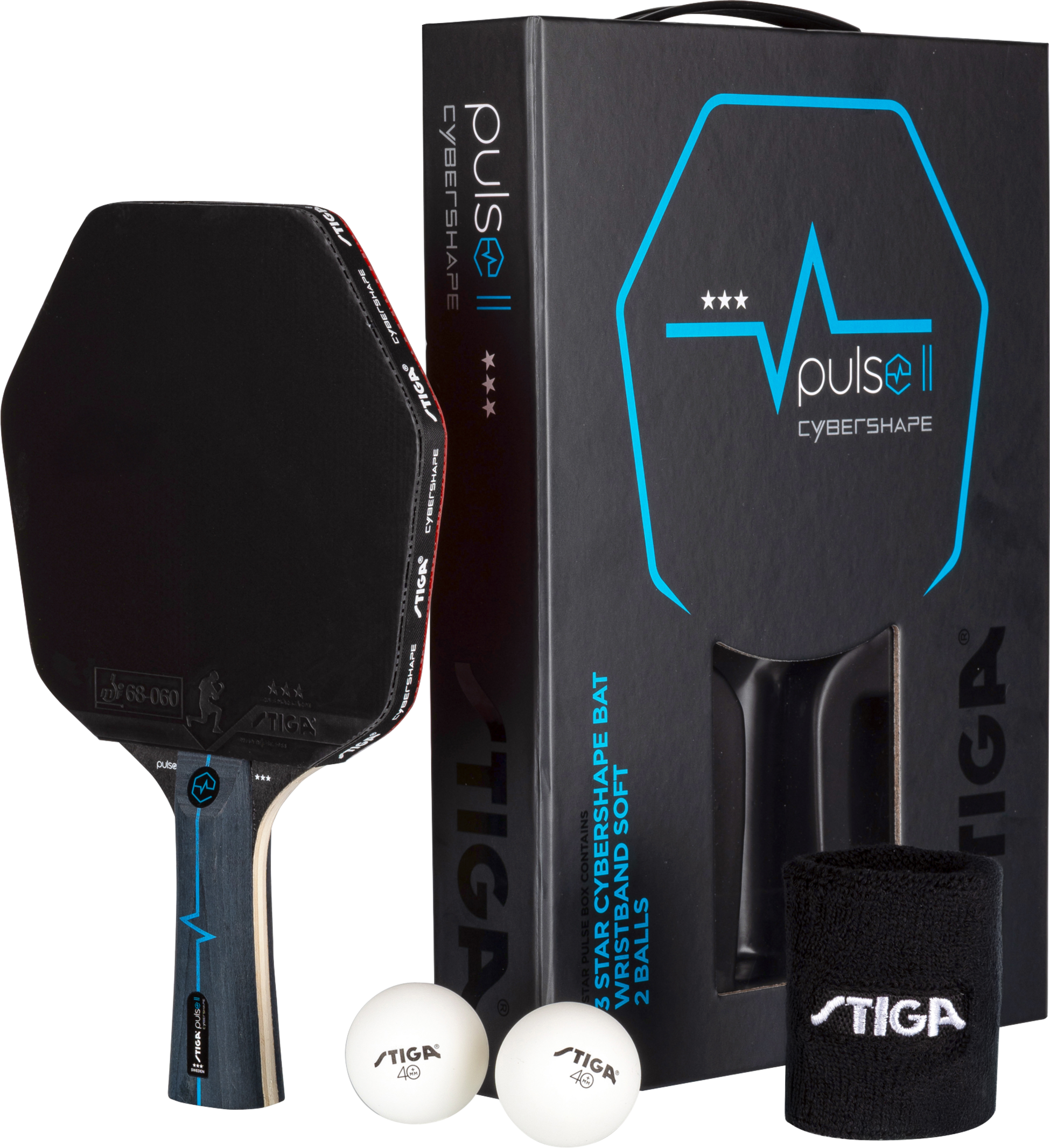 STIGA, Stiga Pingis Set Pulse Box Ii 3-star Cybershape