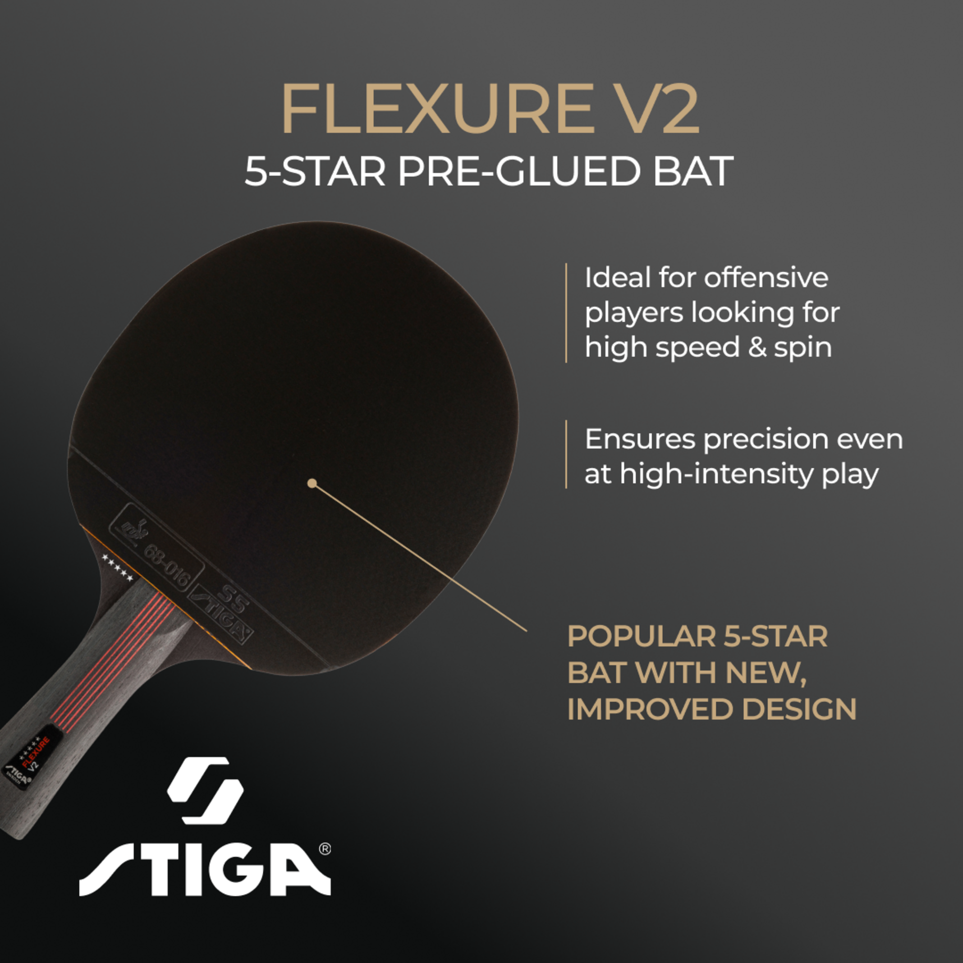 STIGA, Stiga Pingisracket Flexure V2, 5-stj&auml;rnigt
