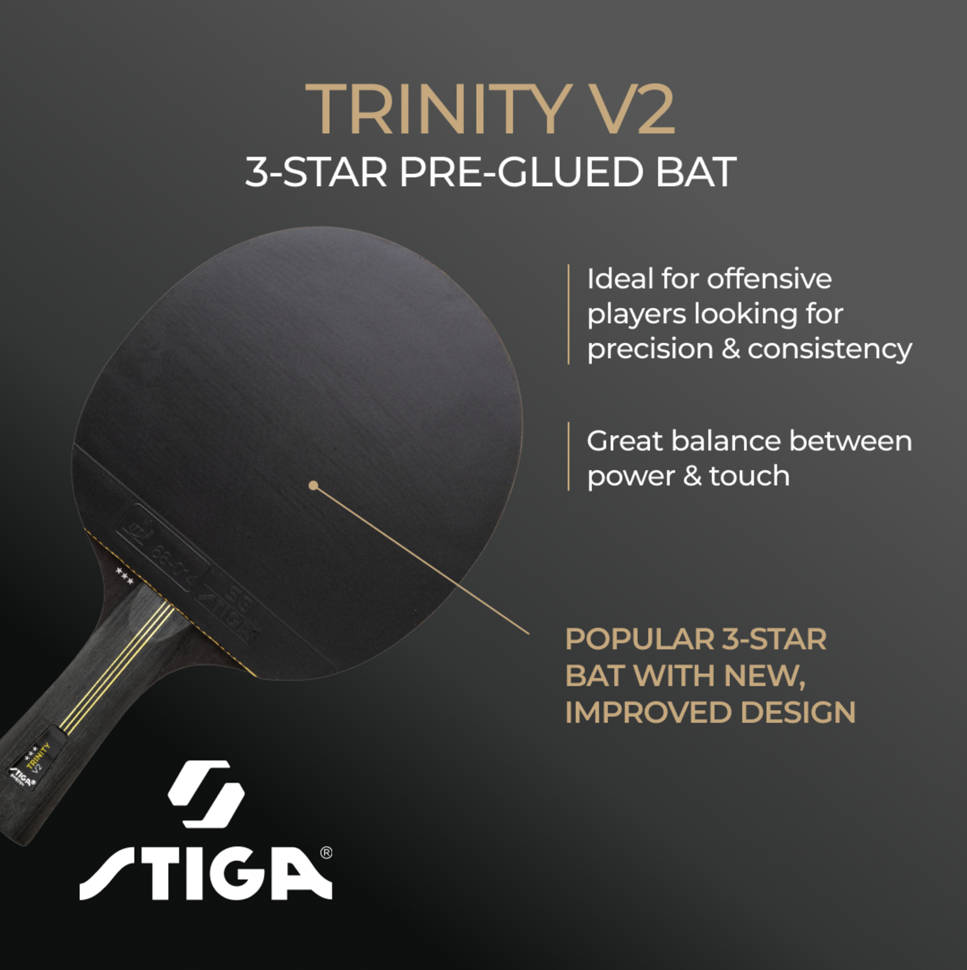 STIGA, Stiga Pingisracket Trinity V2, 3-stj&auml;rnigt