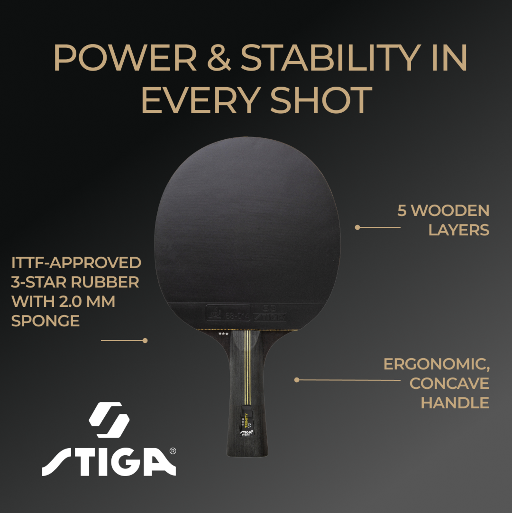 STIGA, Stiga Pingisracket Trinity V2, 3-stj&auml;rnigt