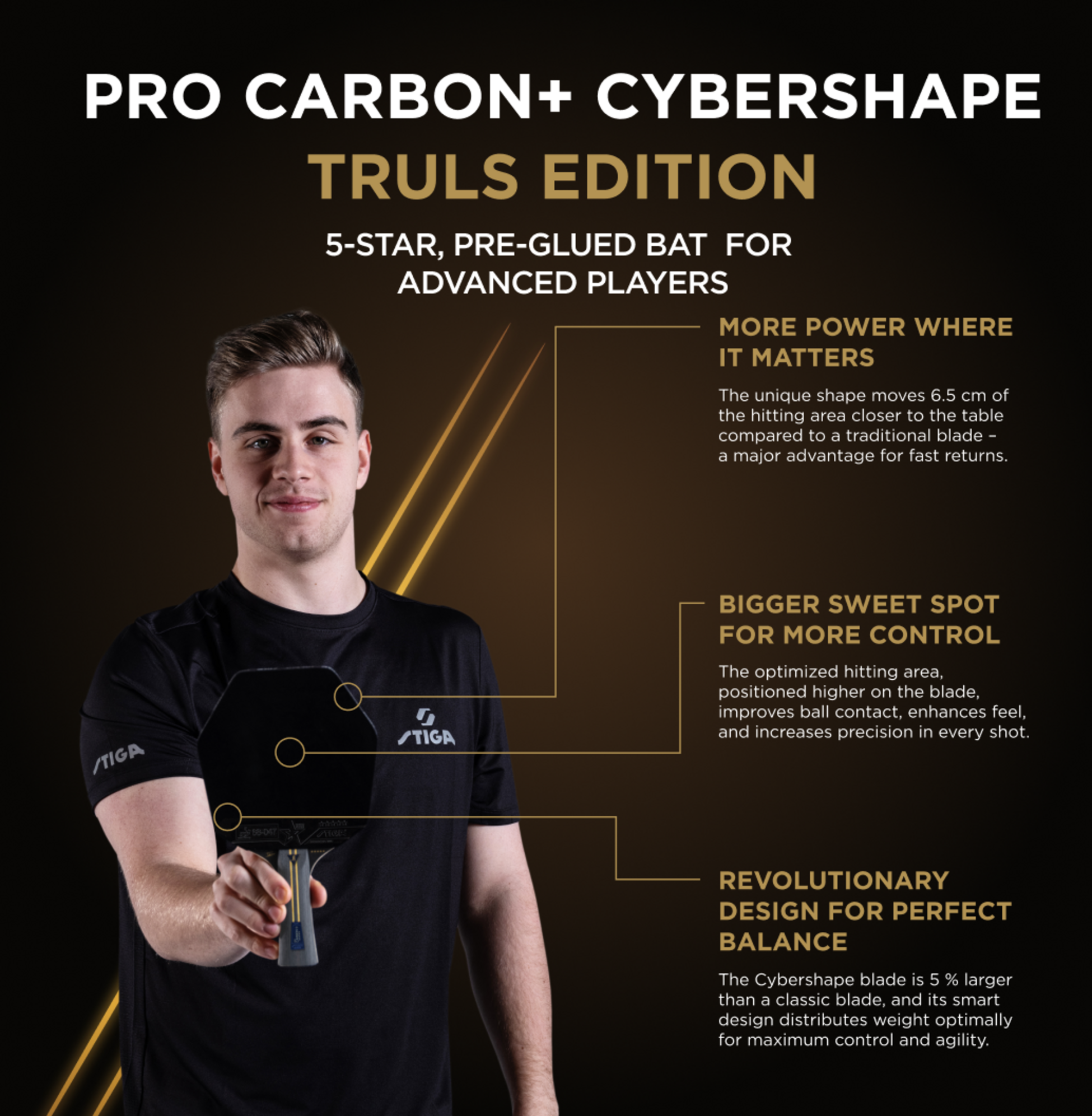 STIGA, Stiga Pinigsrack Pro Carbon Plus Cybershape Truls Edition - 5-star