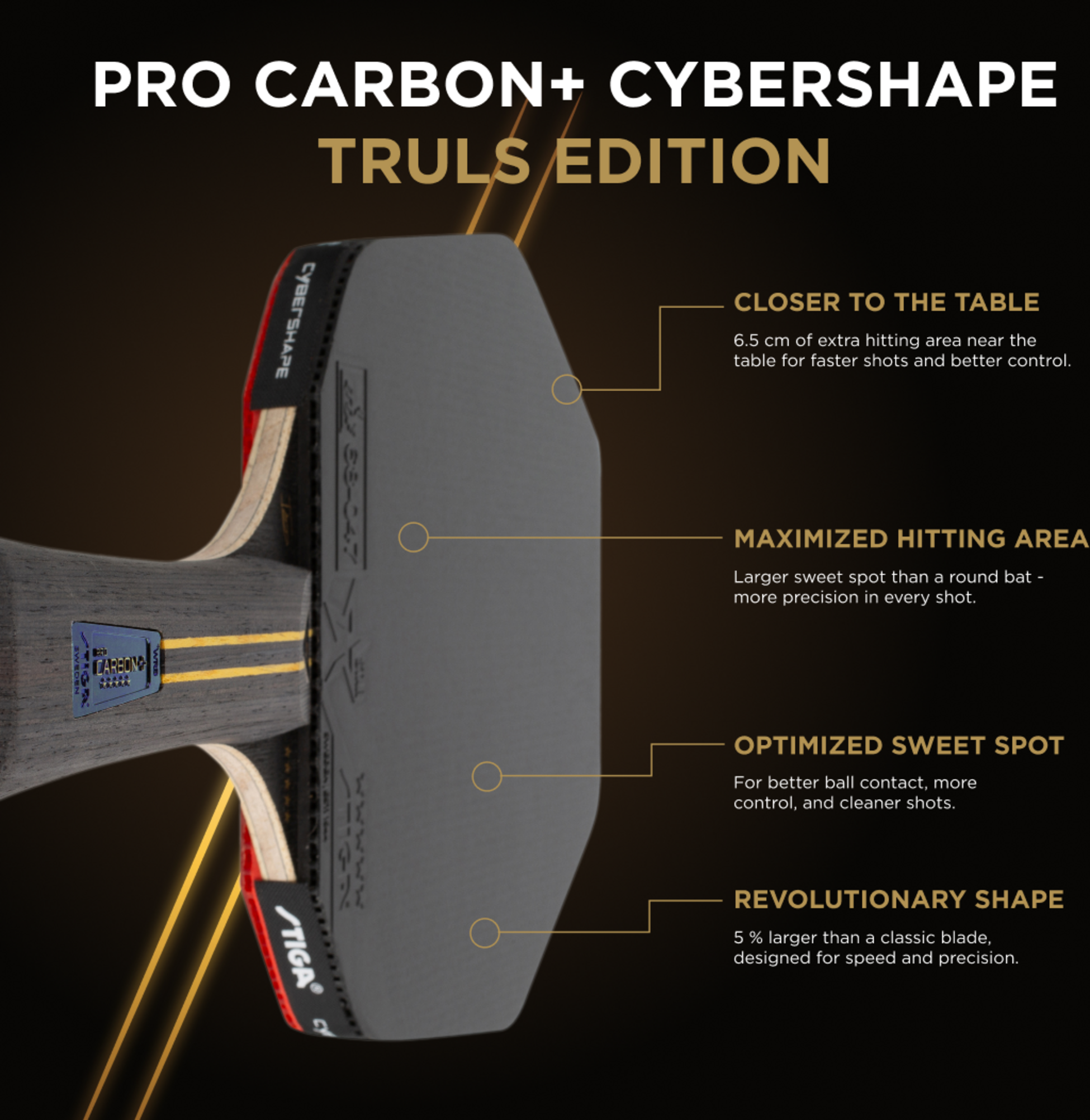 STIGA, Stiga Pinigsrack Pro Carbon Plus Cybershape Truls Edition - 5-star
