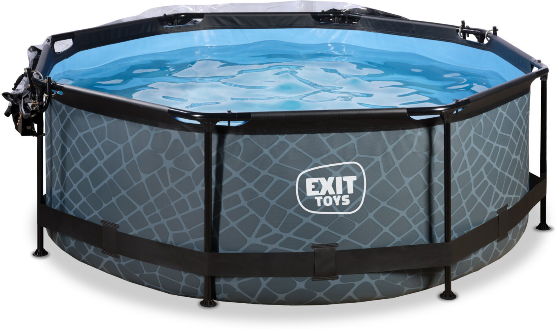 EXIT, Stone Pool &Oslash;244x76cm Med Filterpump Och Tak - Gr&aring;