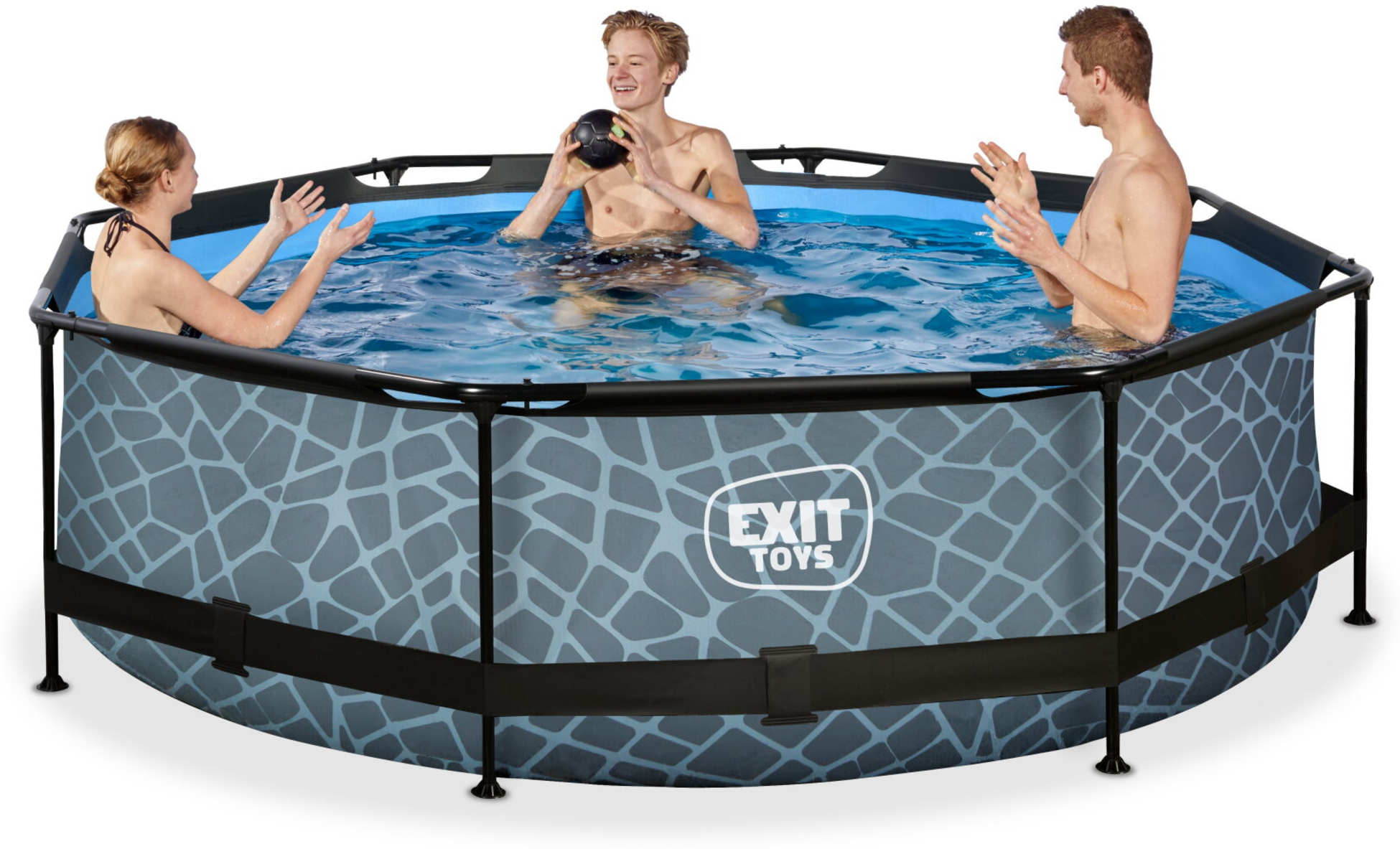 EXIT, Stone Pool &Oslash;300x76cm Med Filterpump - Gr&aring;
