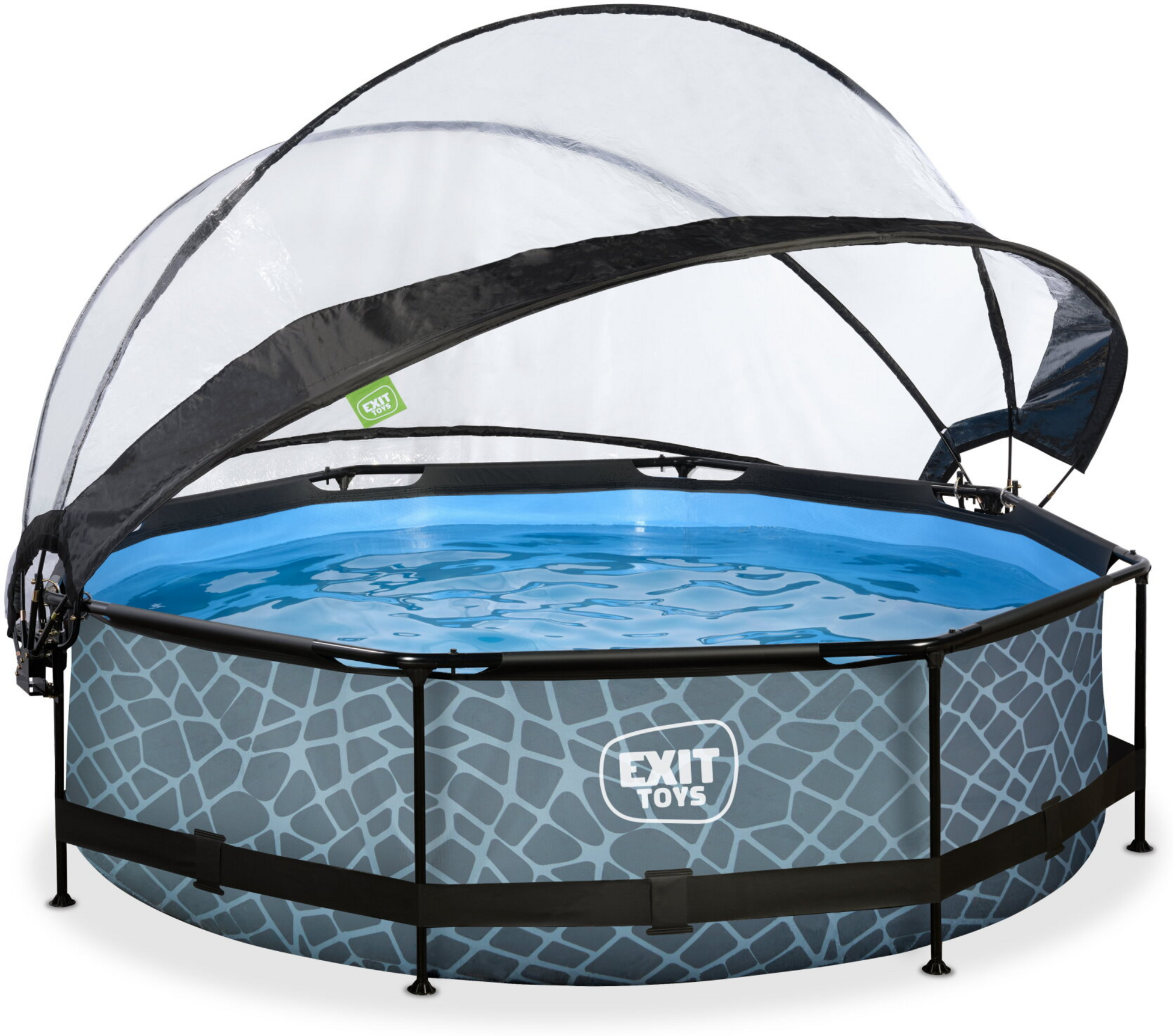 EXIT, Stone Pool &Oslash;300x76cm Med Filterpump Och Tak - Gr&aring;