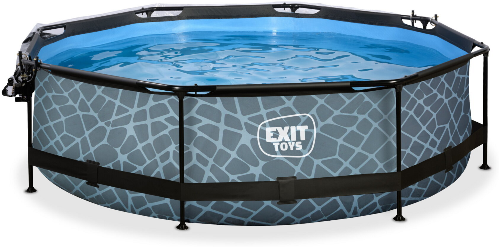 EXIT, Stone Pool &Oslash;300x76cm Med Filterpump Och Tak - Gr&aring;