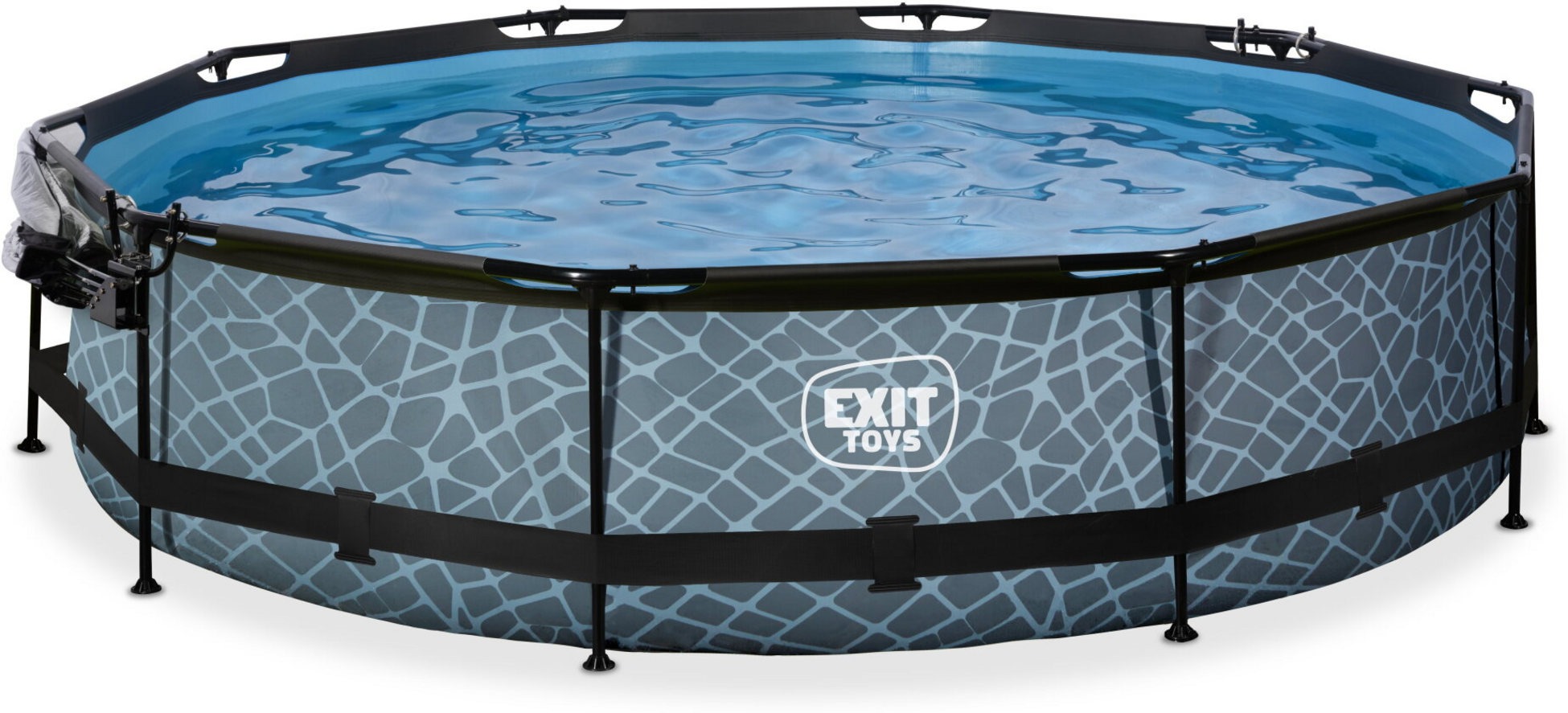 EXIT, Stone Pool &Oslash;360x76cm Med Filterpump Och Tak - Gr&aring;