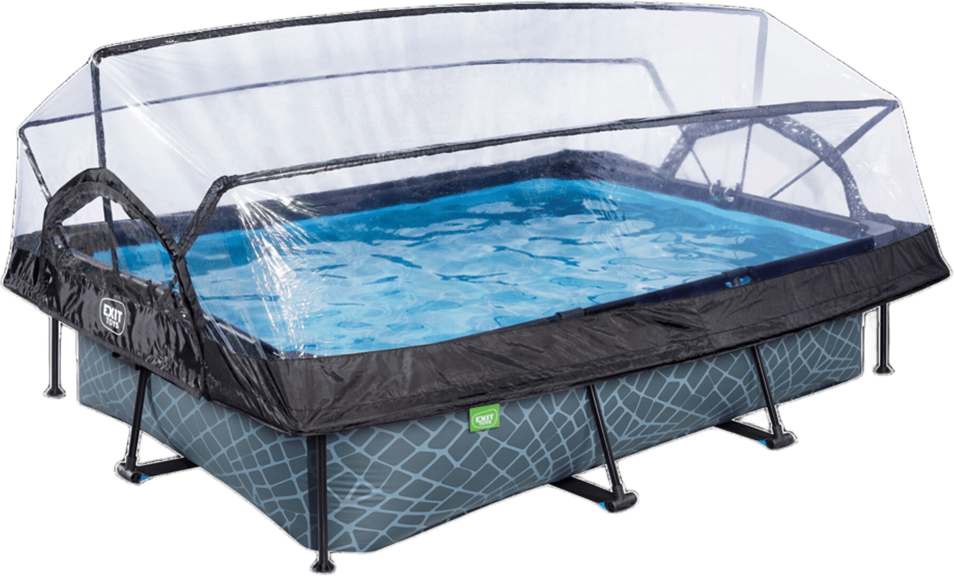 EXIT, Stone Pool 300x200x65cm Med Filterpump Och Tak - Gr&aring;