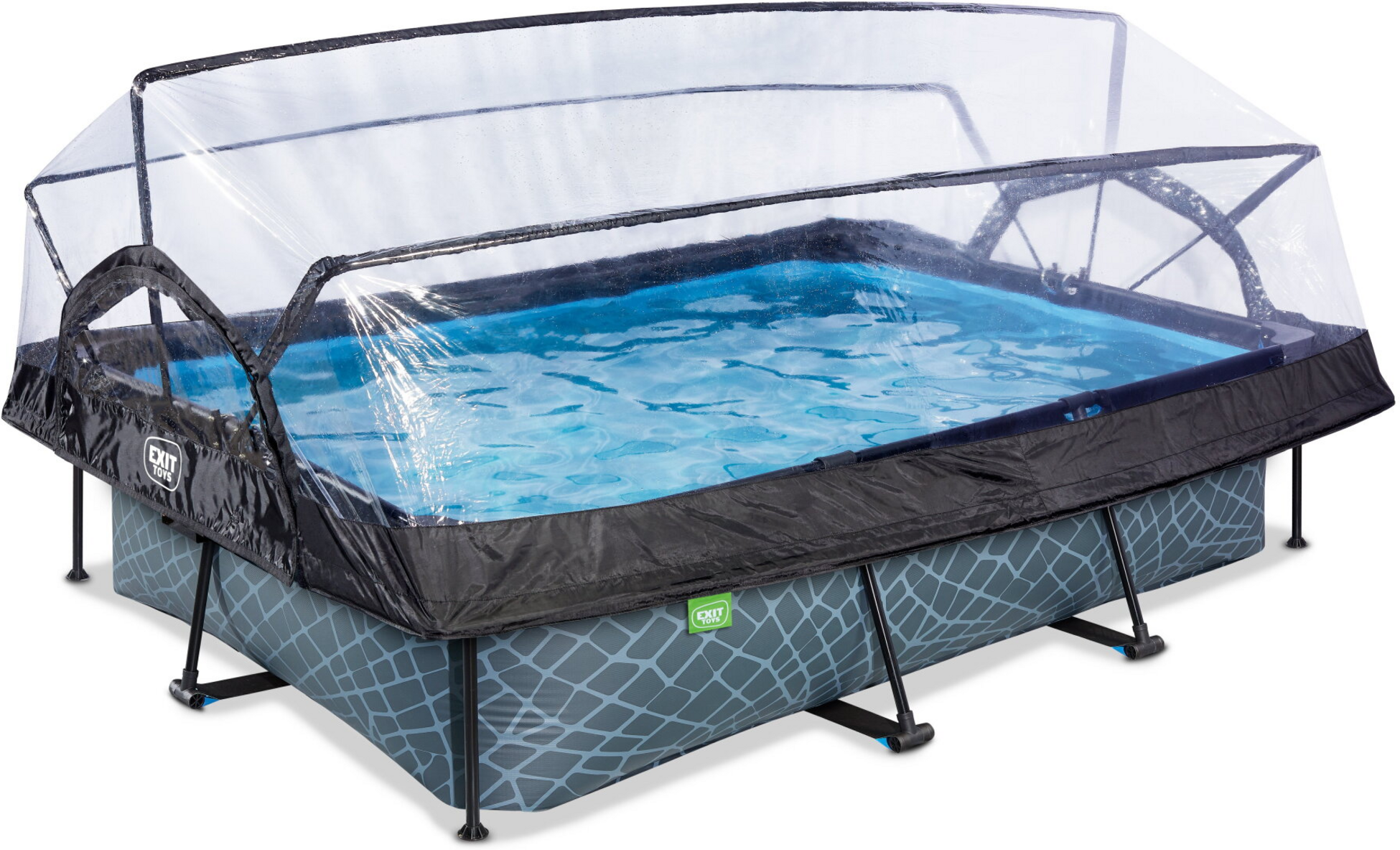 EXIT, Stone Pool 300x200x65cm Med Filterpump Och Tak - Gr&aring;