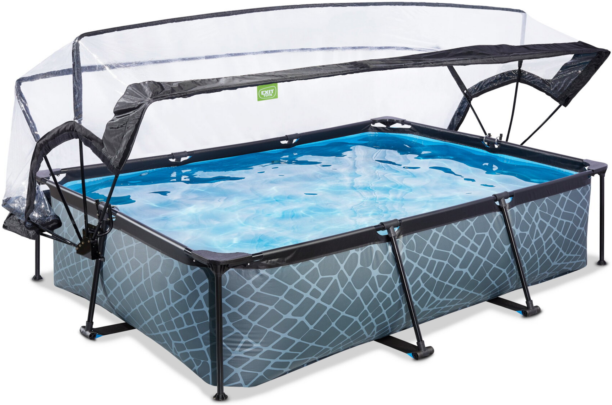 EXIT, Stone Pool 300x200x65cm Med Filterpump Och Tak - Gr&aring;