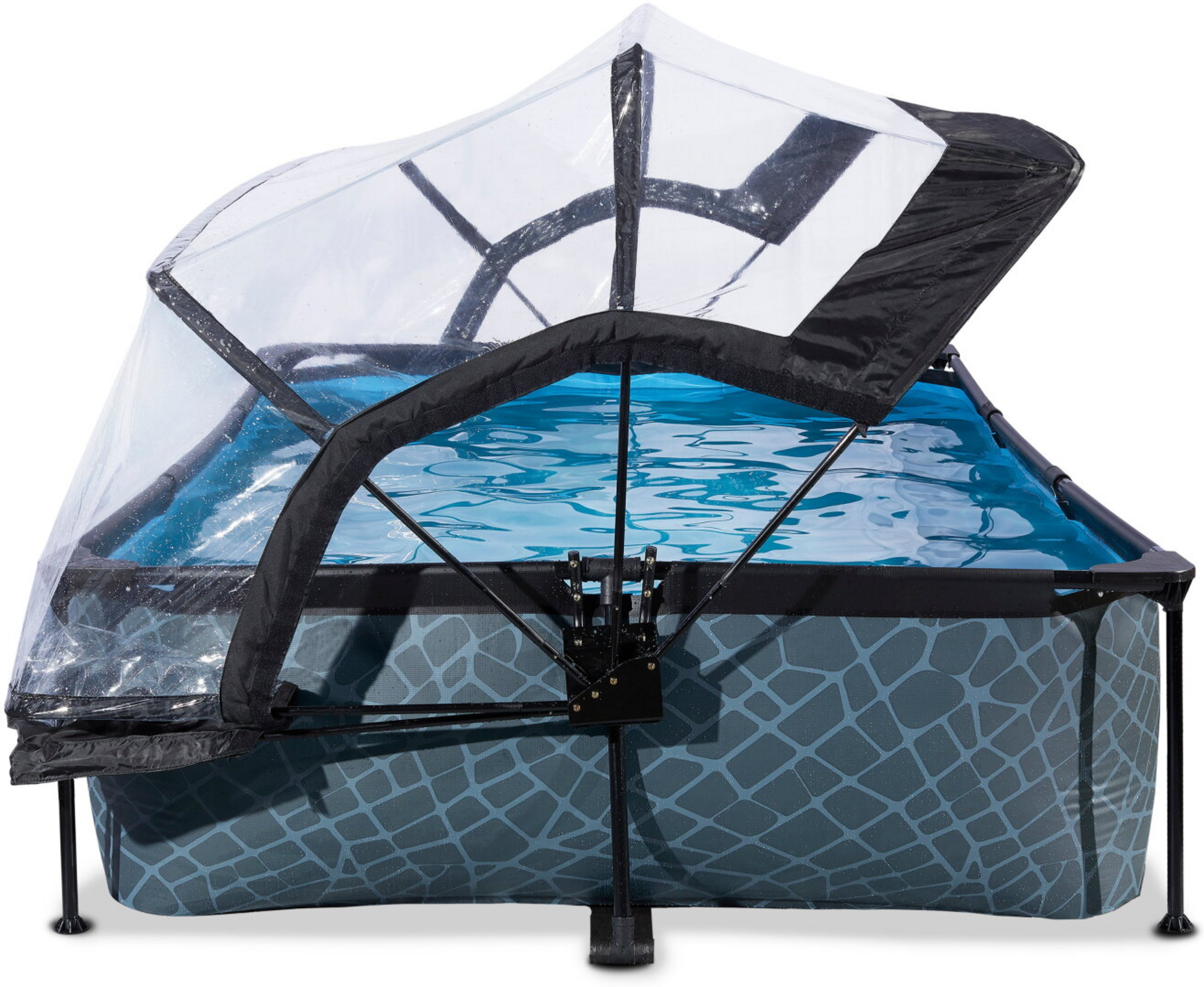 EXIT, Stone Pool 300x200x65cm Med Filterpump Och Tak - Gr&aring;