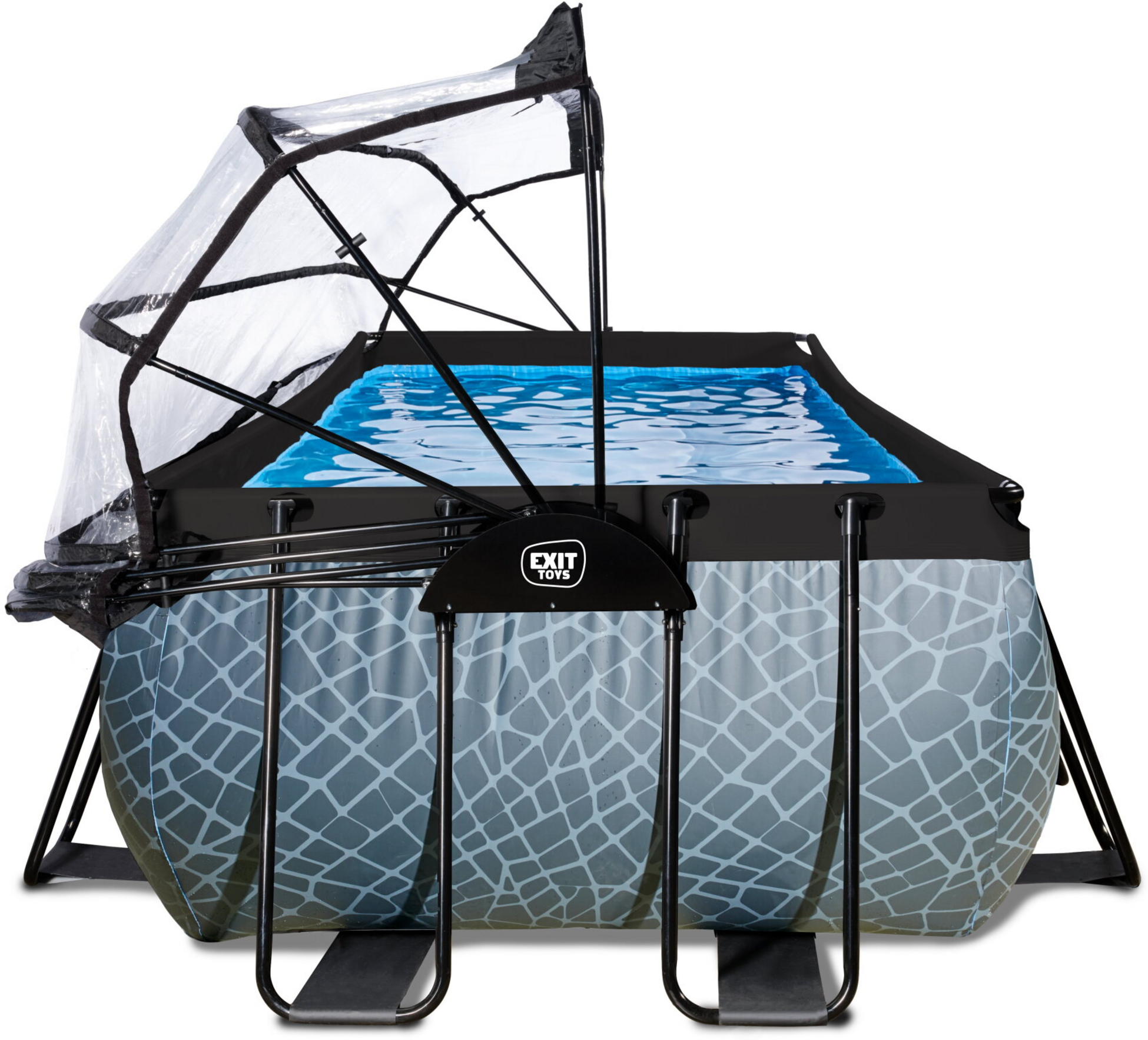 EXIT, Stone Pool 540x250x100cm Med Sandfilterpump Och Tak Och V&auml;rmepump - Gr&aring;