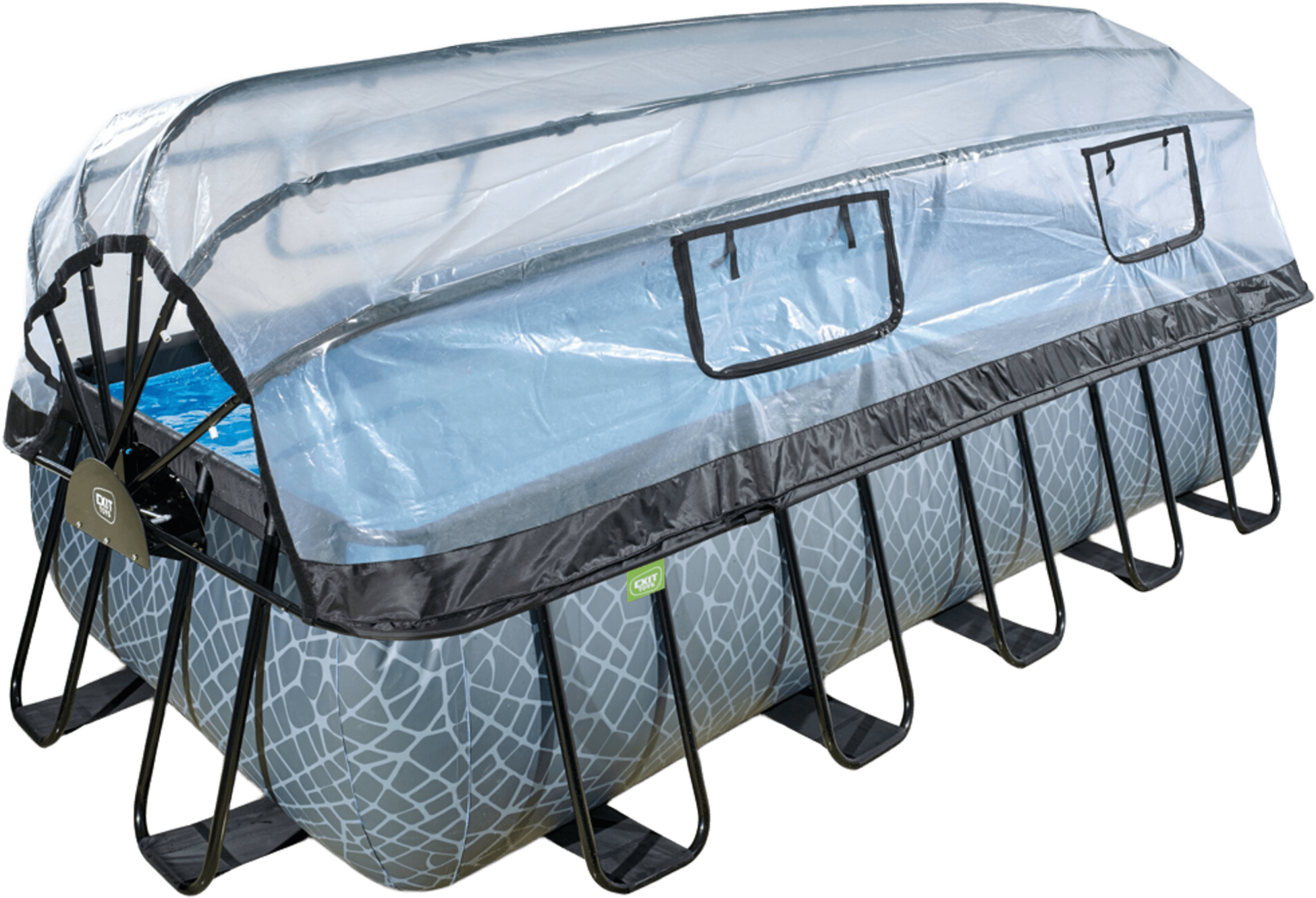 EXIT, Stone Pool 540x250x122cm Med Sandfilterpump Och Tak - Gr&aring;