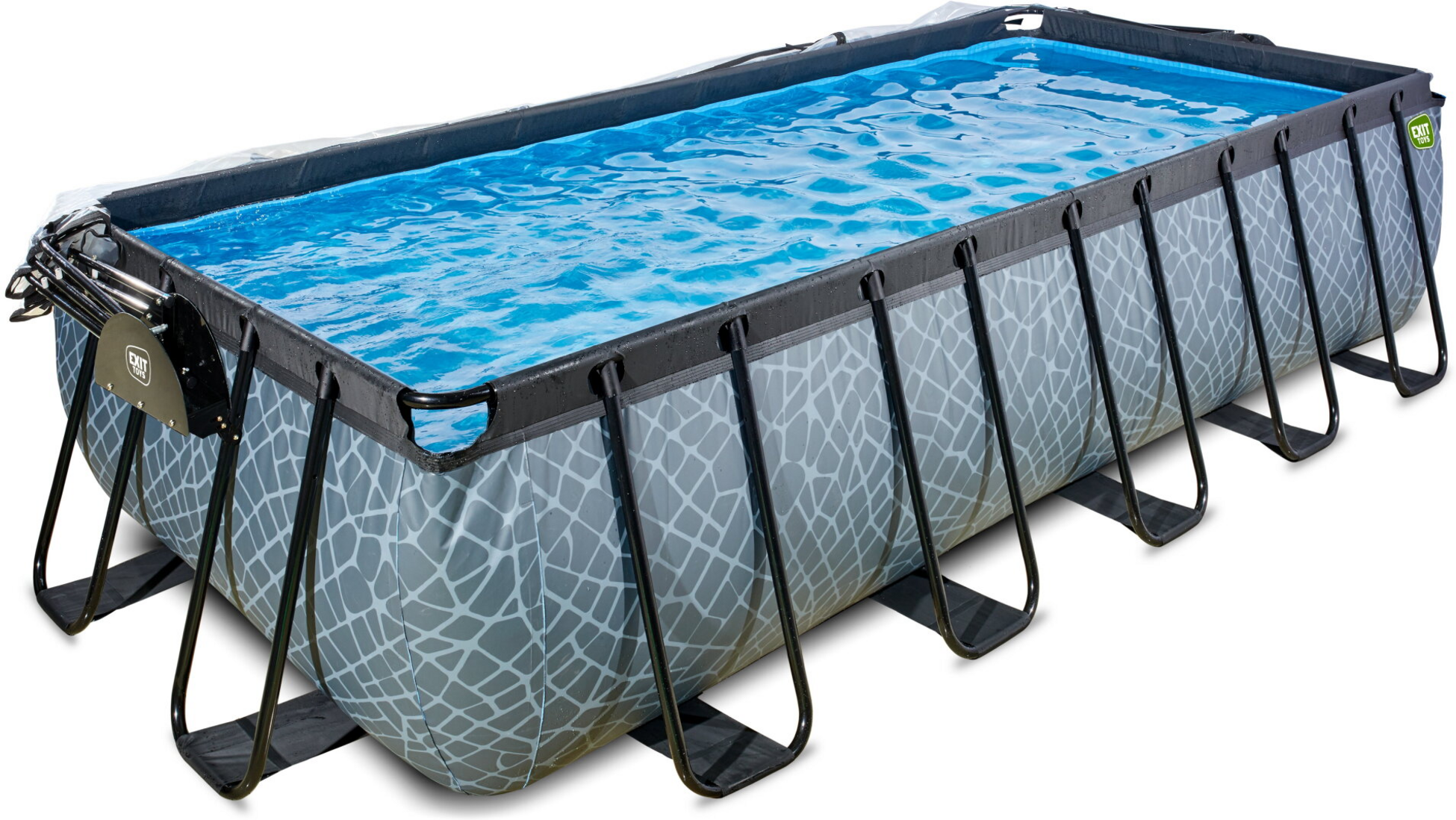 EXIT, Stone Pool 540x250x122cm Med Sandfilterpump Och Tak - Gr&aring;