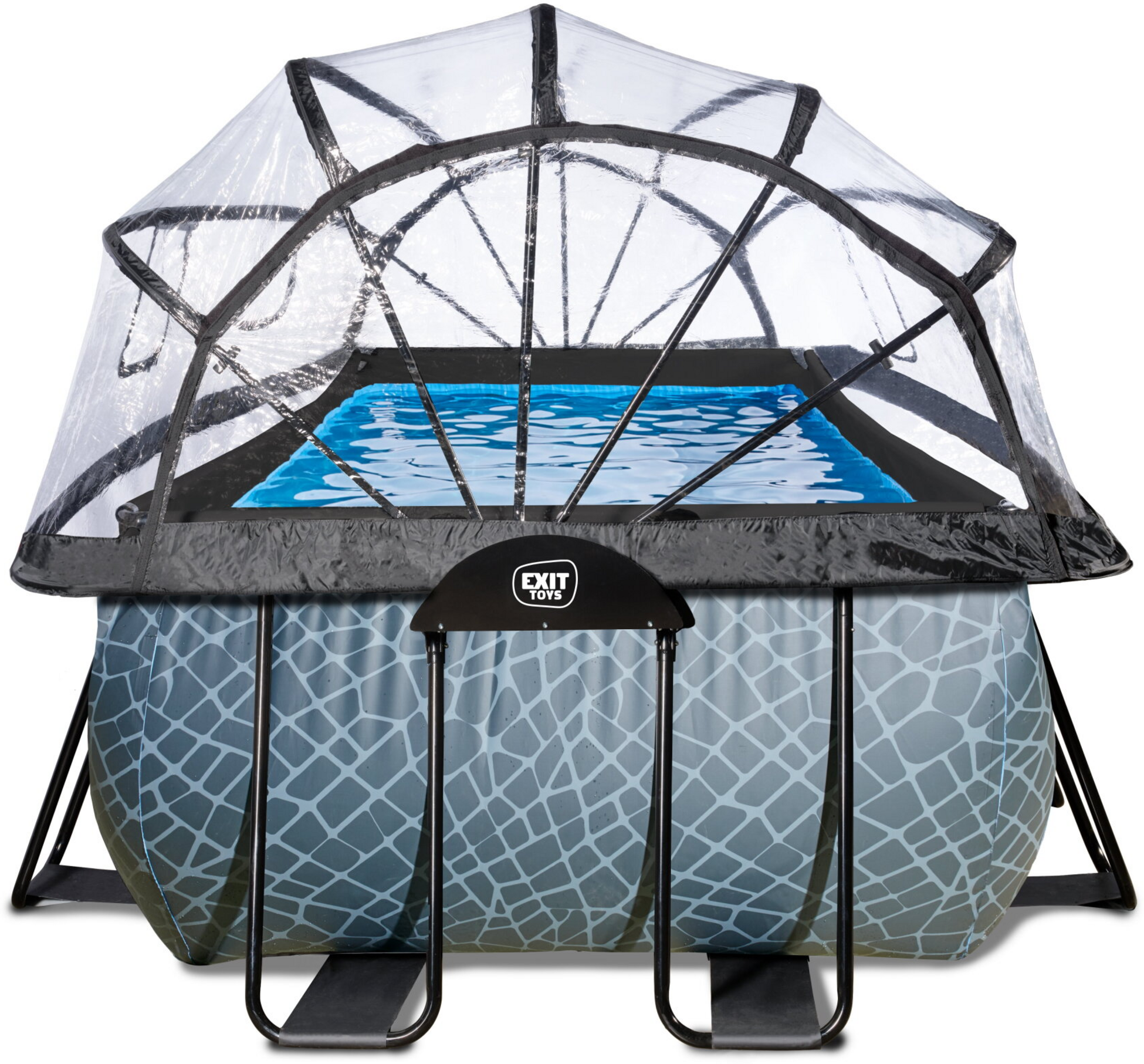 EXIT, Stone Pool 540x250x122cm Med Sandfilterpump Och Tak - Gr&aring;