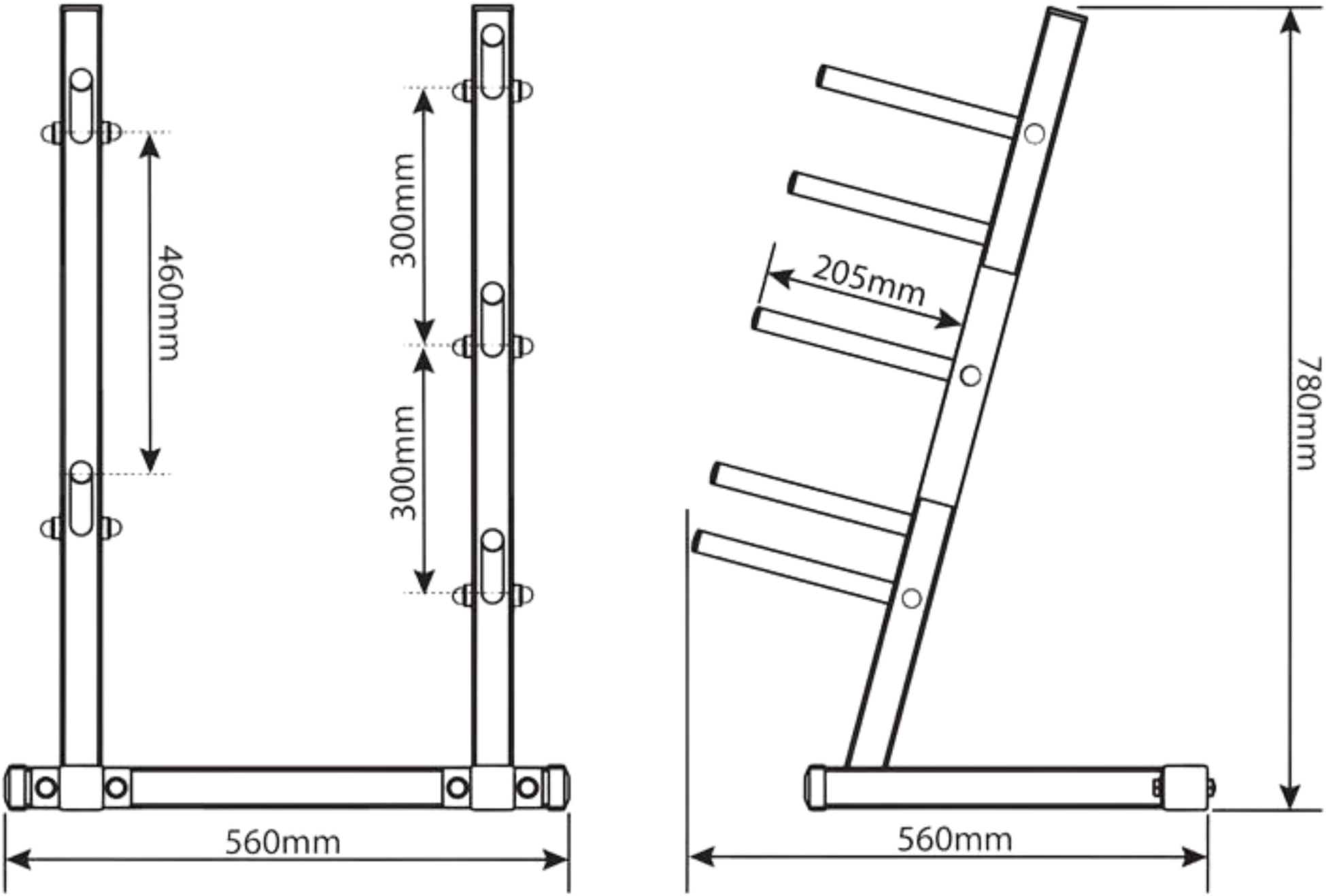 K-SPORT, Storage Rack: Hantelställ Med 5 Stänger