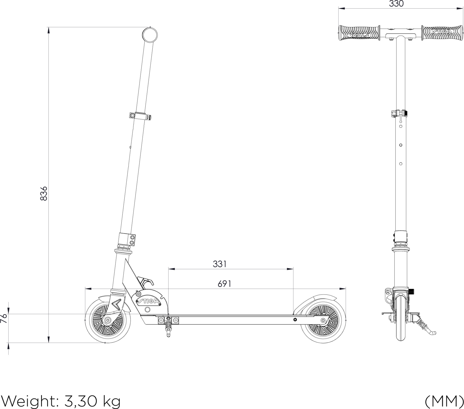 STIGA, Str Kick Scooter Track 120-s White/lime