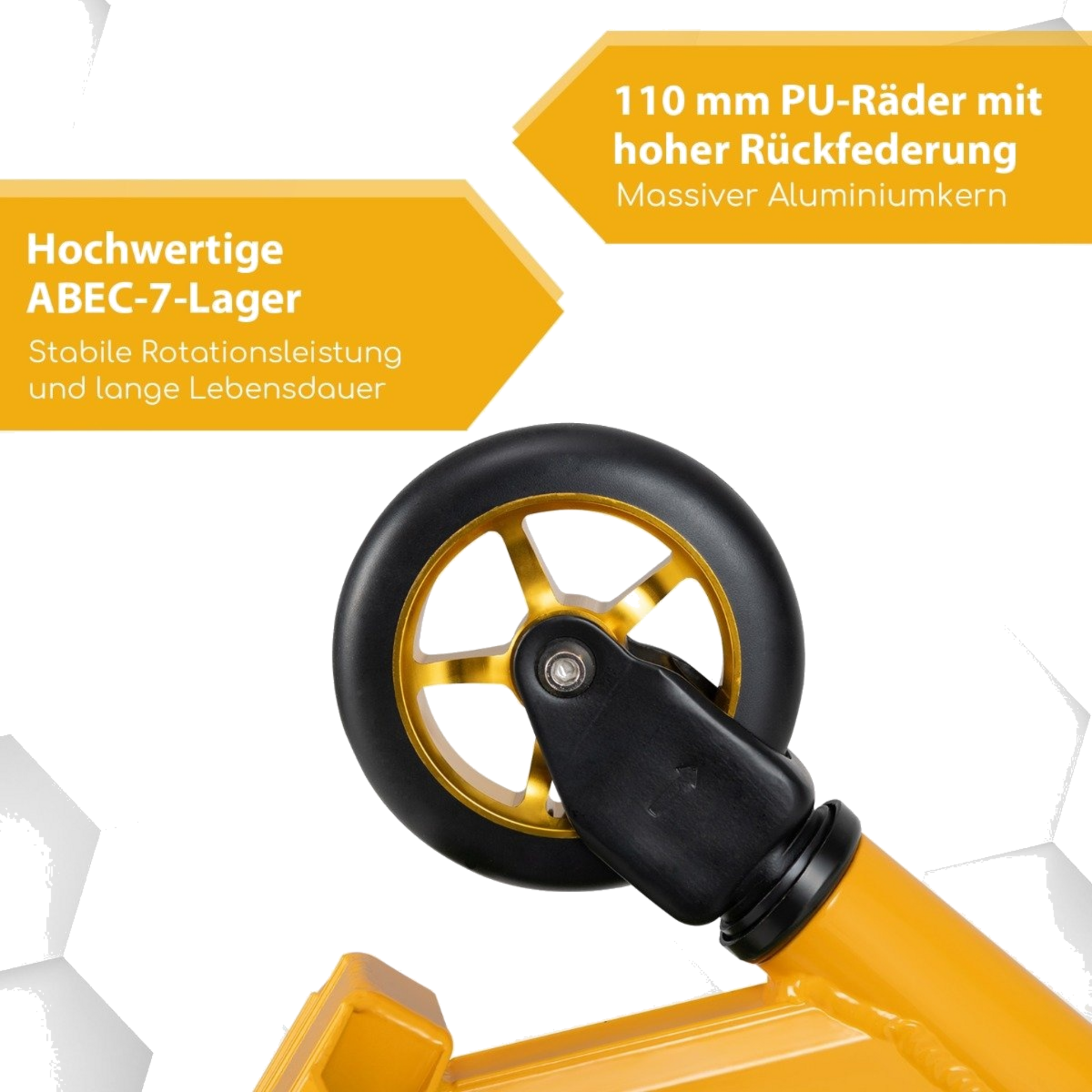 NORTHIX, Stunt Scooter With 360 Steering  Pu Wheels  Aluminum Deck Stunt Scooter Fun Scooter Yellow