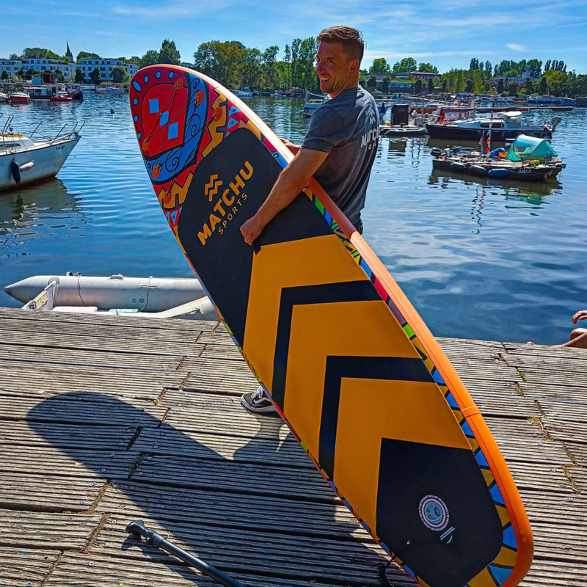MATCHU SPORTS, Sup Br&auml;da Deluxe 320x81x15cm - Uppbl&aring;sbar upp till 150kg - Stand Up Paddle Board med Kajaks&auml;te