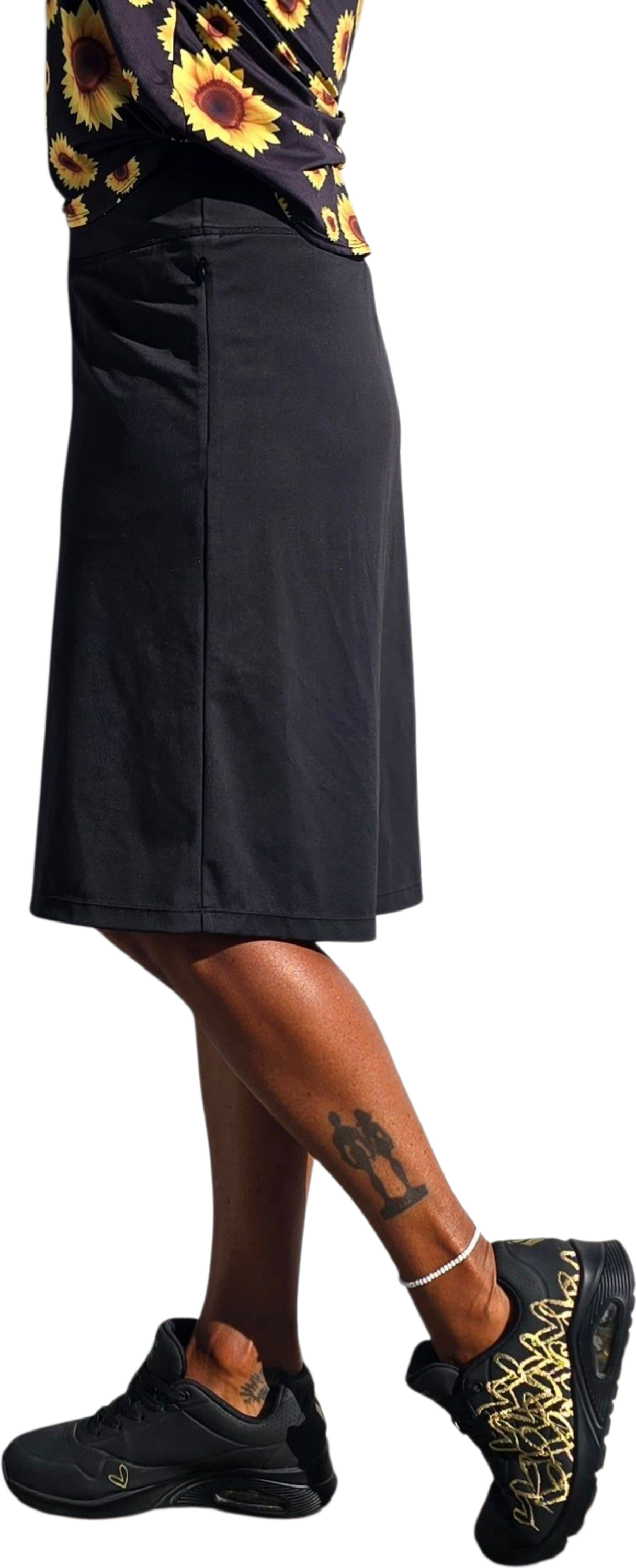 SHE DID, Svart Kn&auml;l&aring;ng Byxkjol Med Fickor