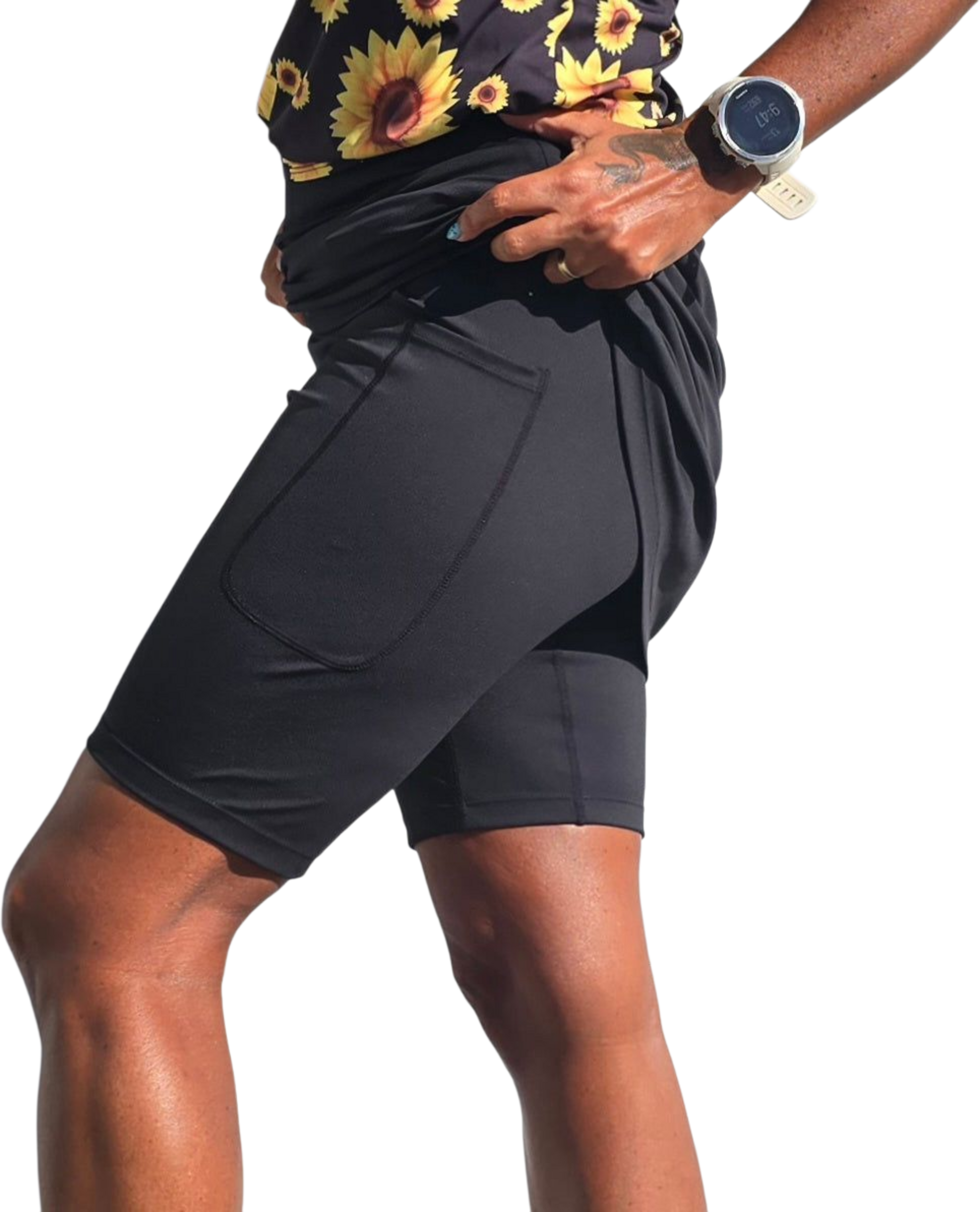 SHE DID, Svart Kn&auml;l&aring;ng Byxkjol Med Fickor