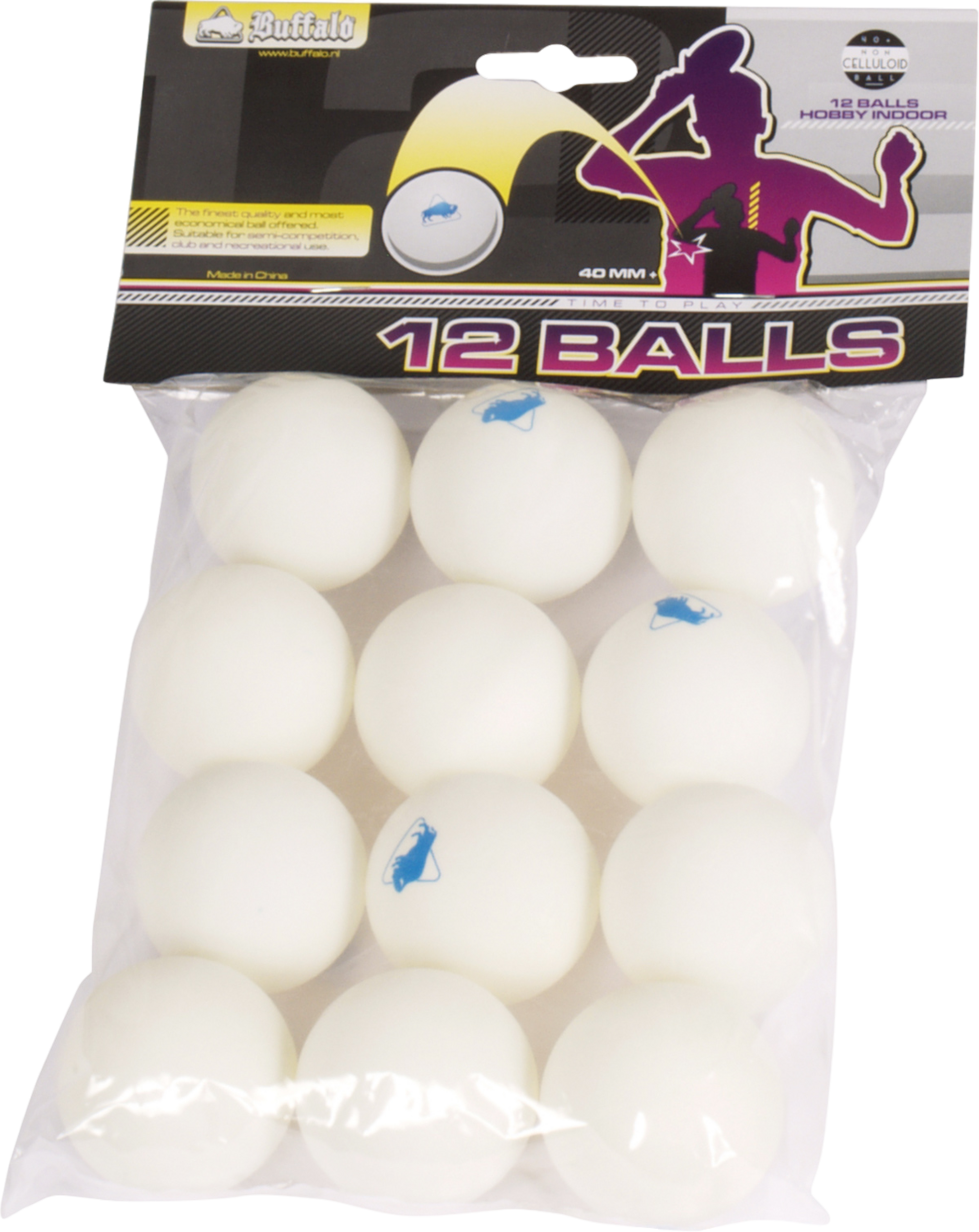 BUFFALO, Table Tennis Balls Buffalo Hobby Celluloid-free 12pcs.