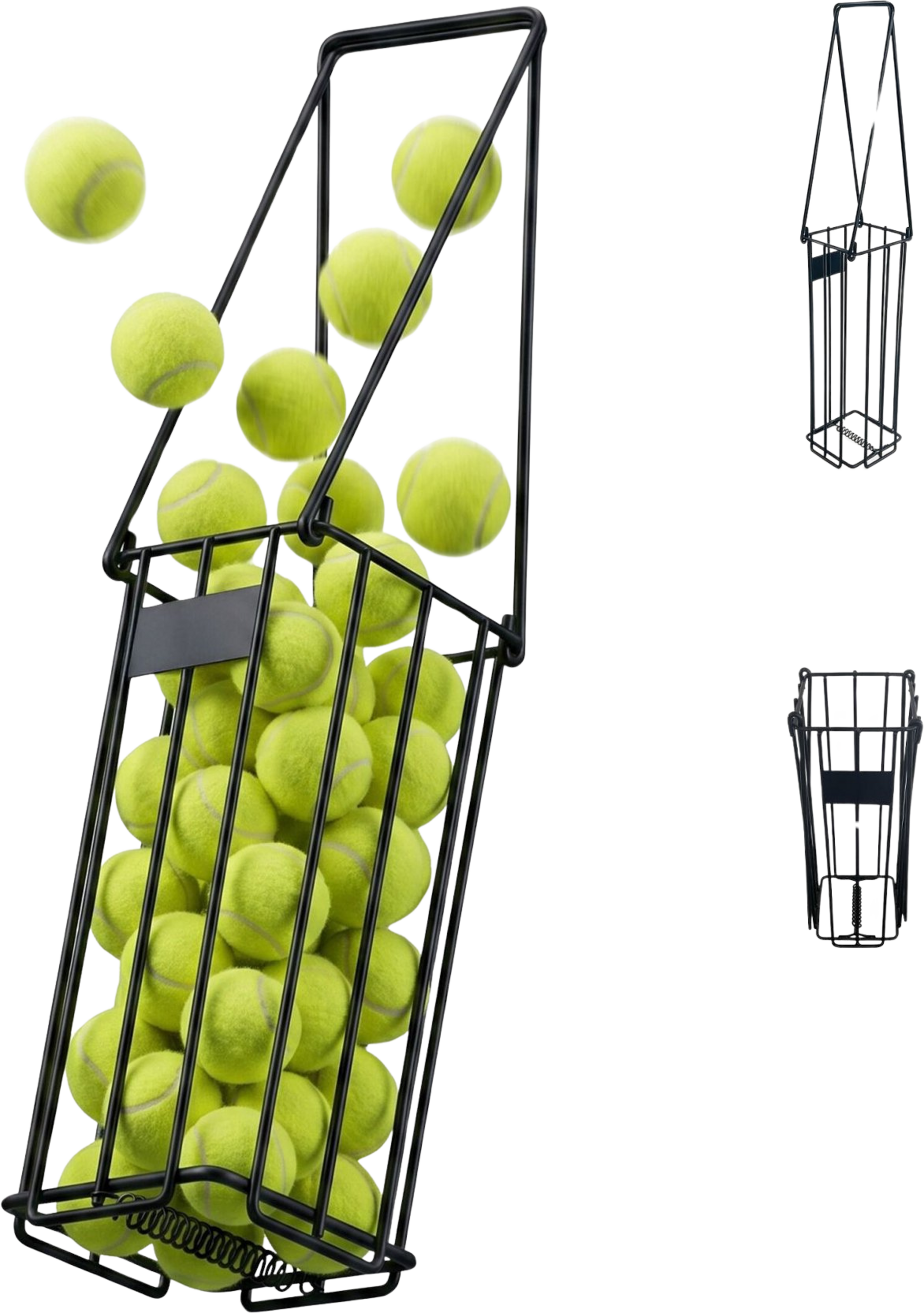 NORTHIX, Tennis Ball Basket, Black Metal, Fold-down Handles