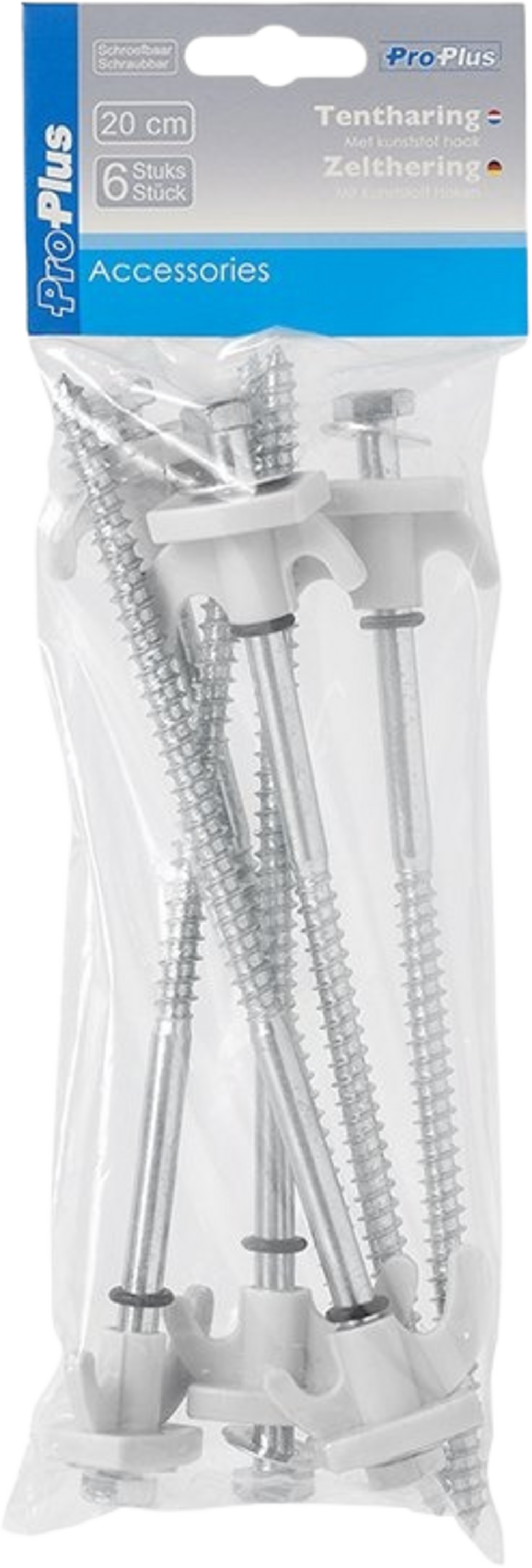 NORTHIX, Tent Peg 20cm Metal Screwable With Plastic Hook 6 Pieces In Polybag