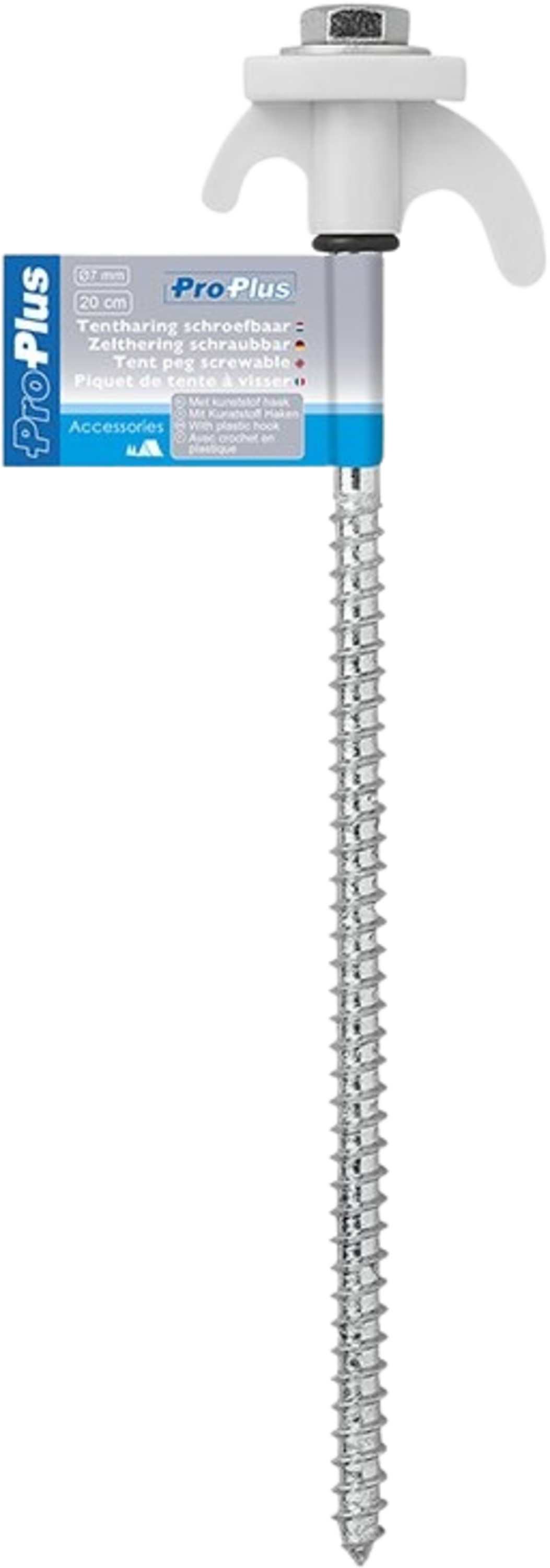 NORTHIX, Tent Peg 20cm Metal Screwable With Plastic Hook